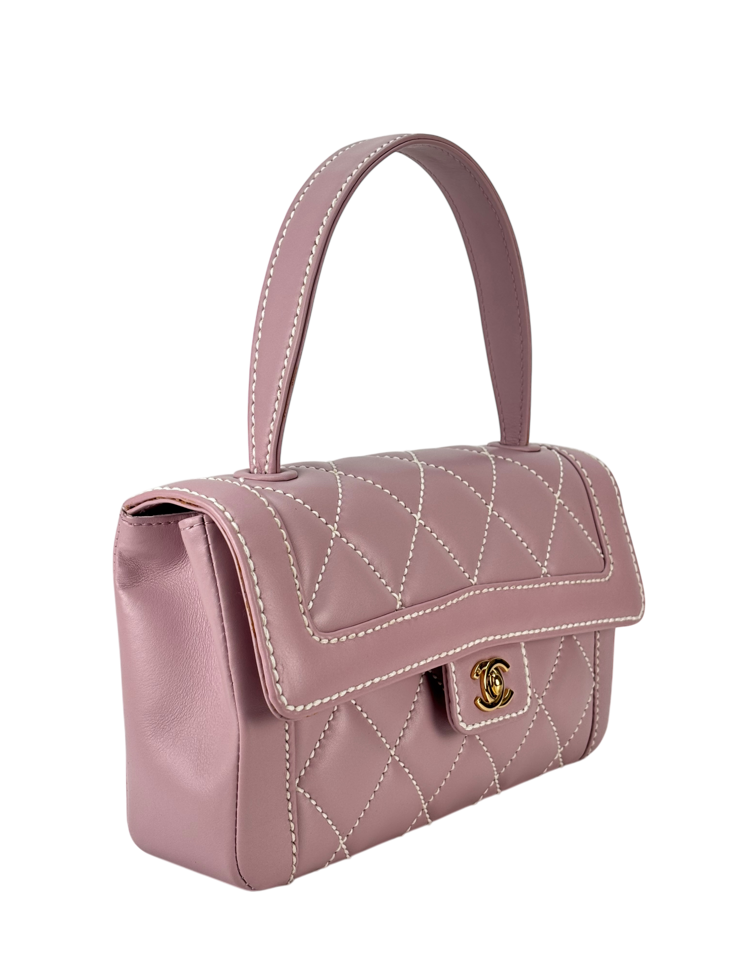 CHANEL - Pink Purple Calfskin Wild Stitch Handbag