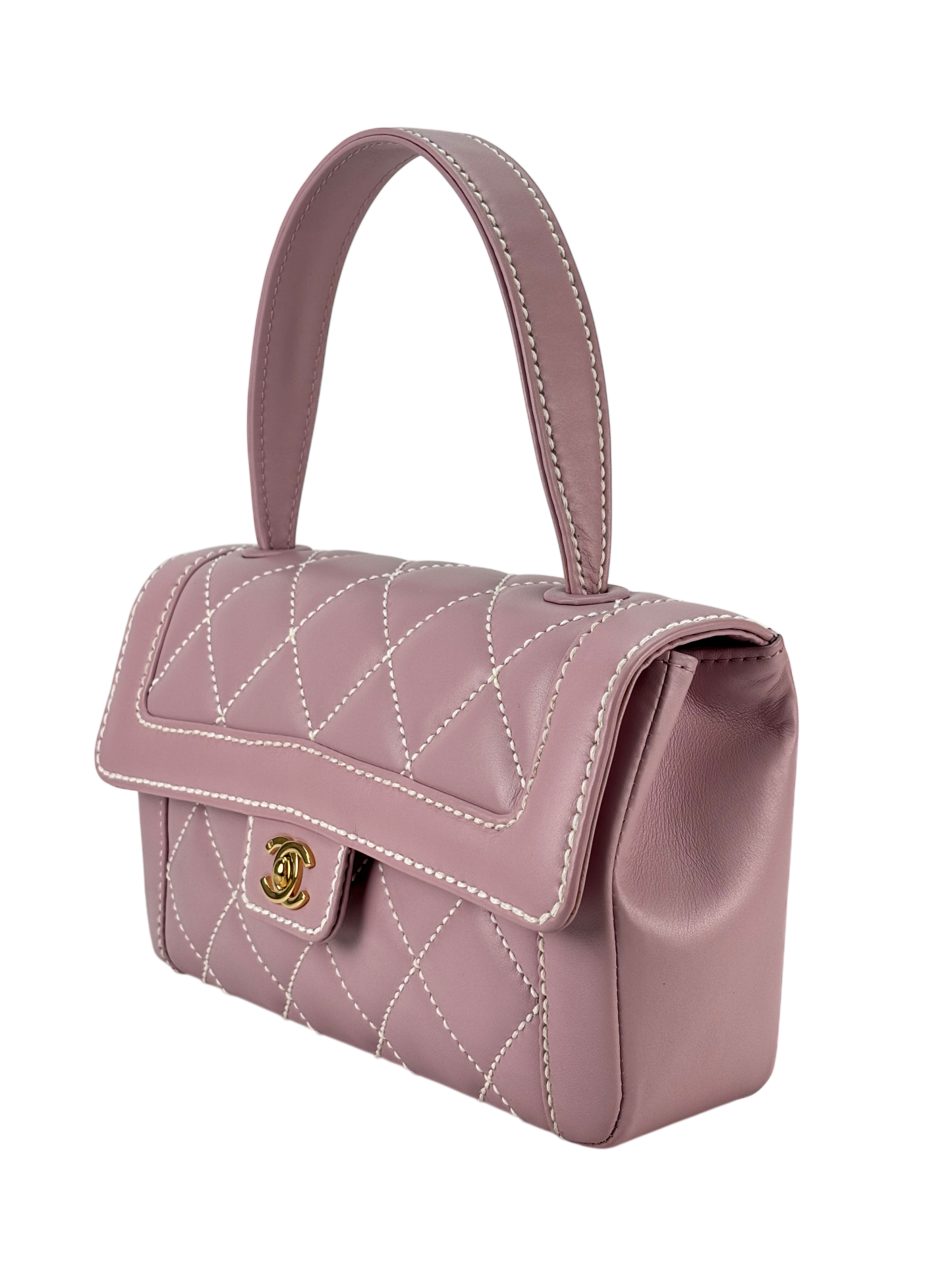 CHANEL - Pink Purple Calfskin Wild Stitch Handbag