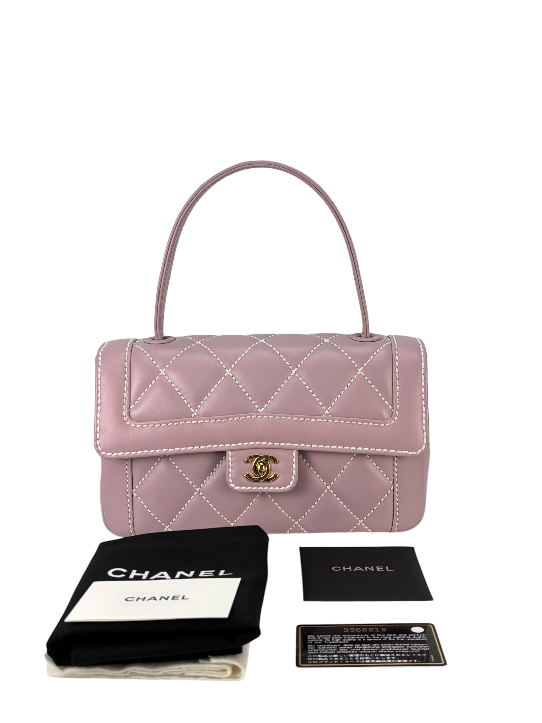 CHANEL - Pink Purple Calfskin Wild Stitch Handbag