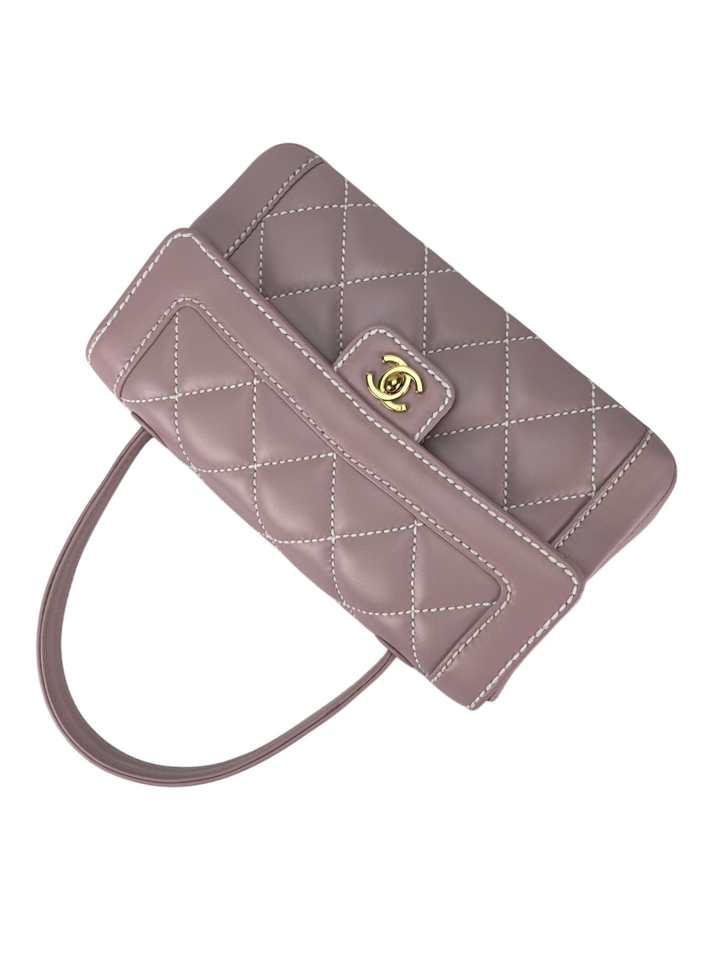 CHANEL - Pink Purple Calfskin Wild Stitch Handbag
