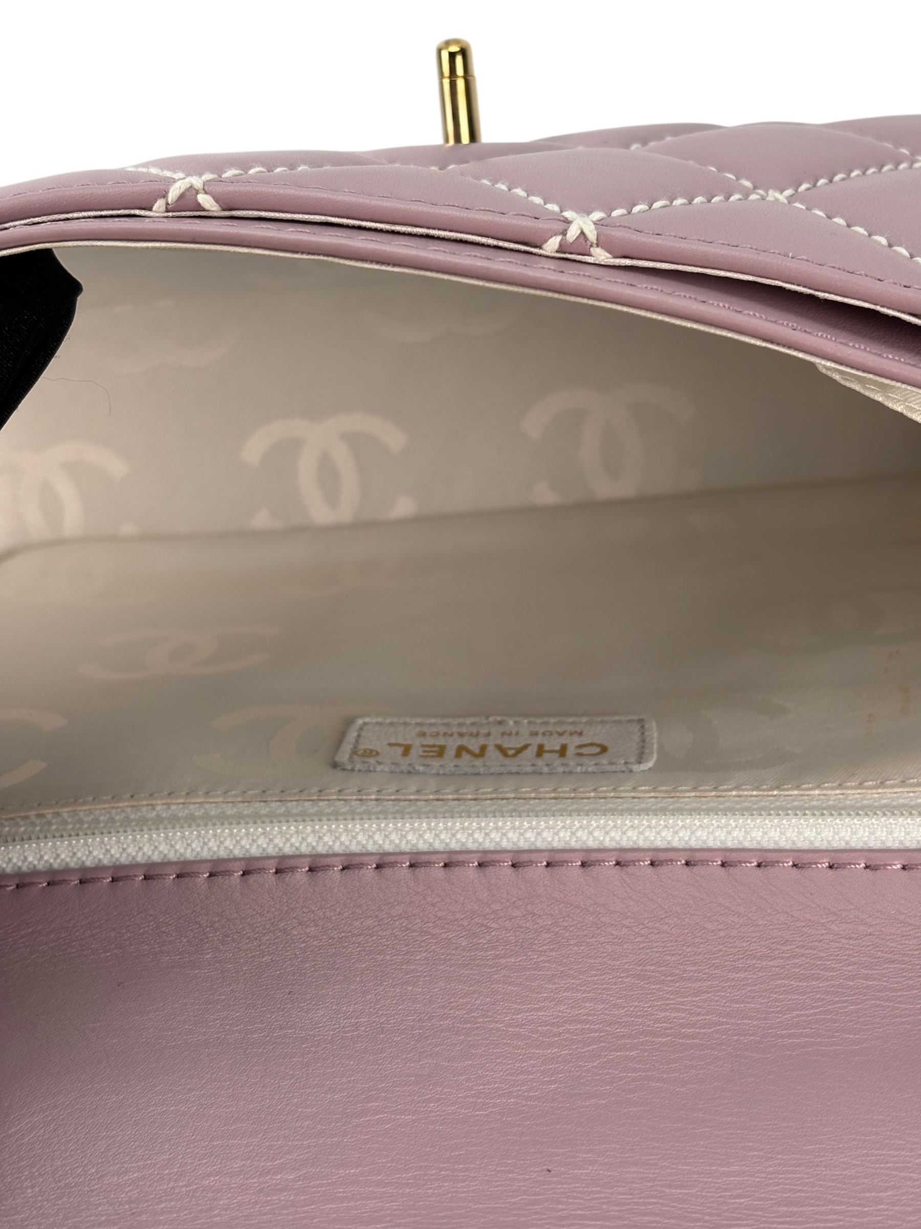 CHANEL - Pink Purple Calfskin Wild Stitch Handbag