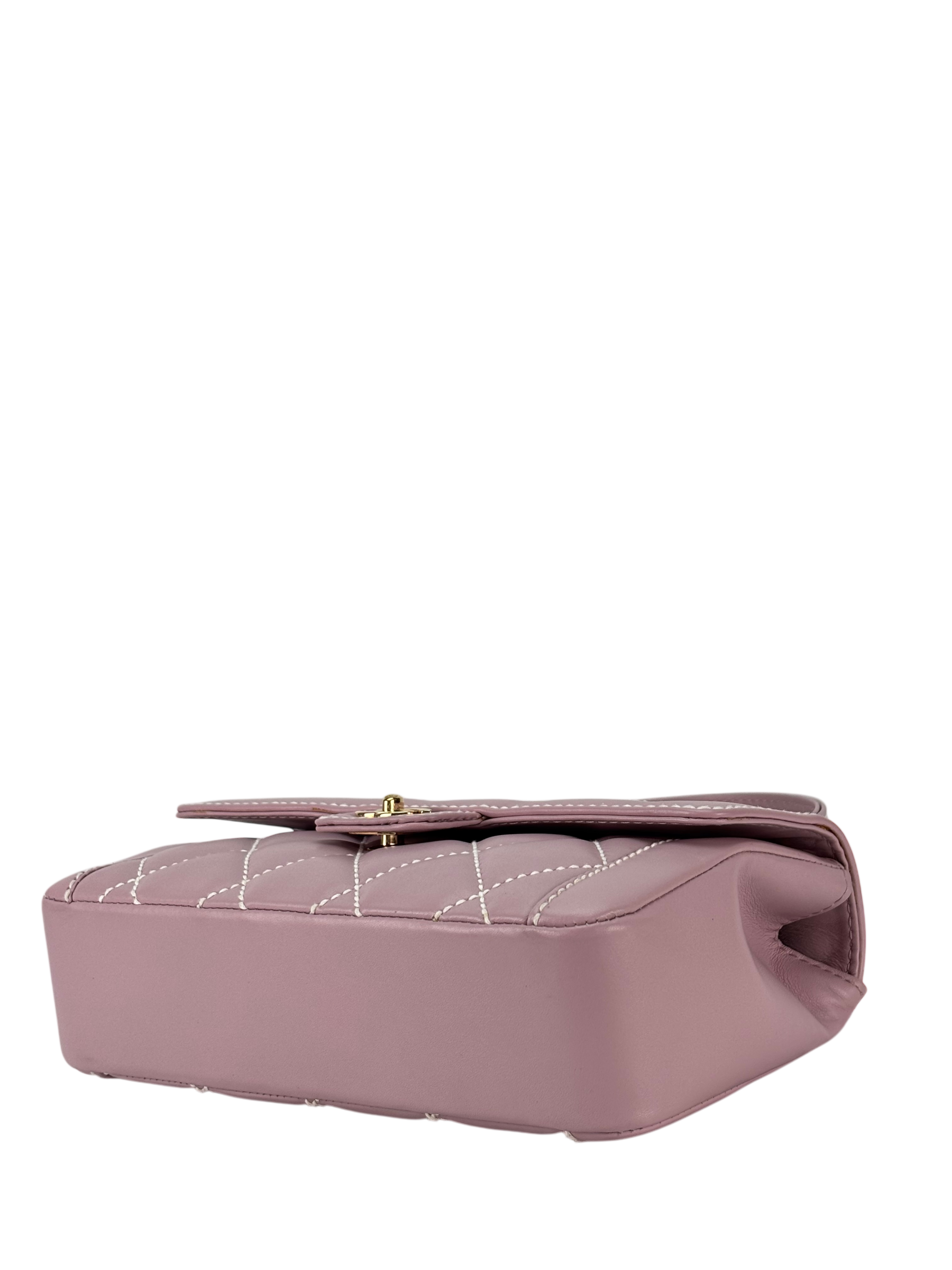 CHANEL - Pink Purple Calfskin Wild Stitch Handbag