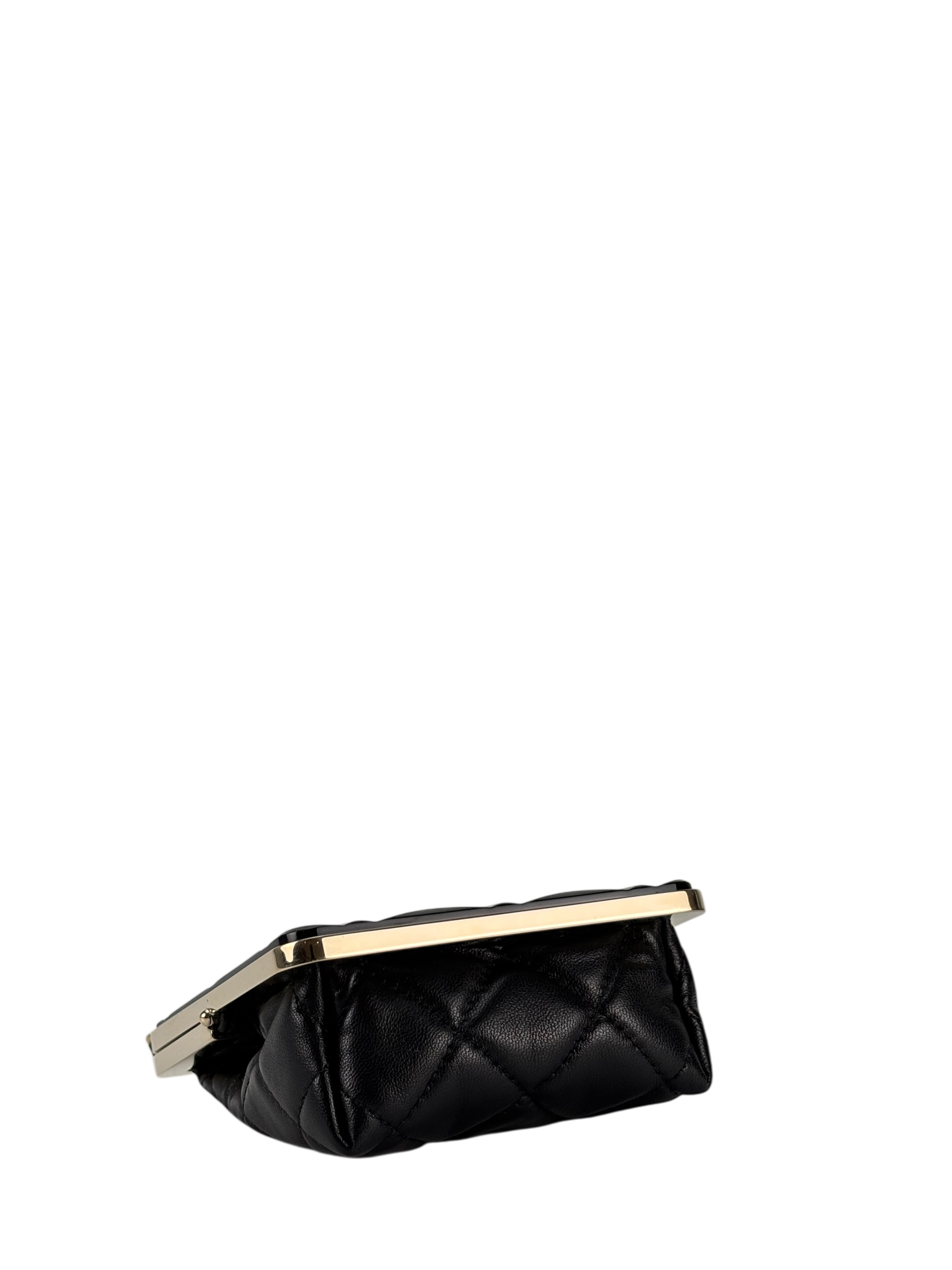 CHANEL - Black Lambskin Acrylic Matelasse Purse Chain Bag Gold Hardware