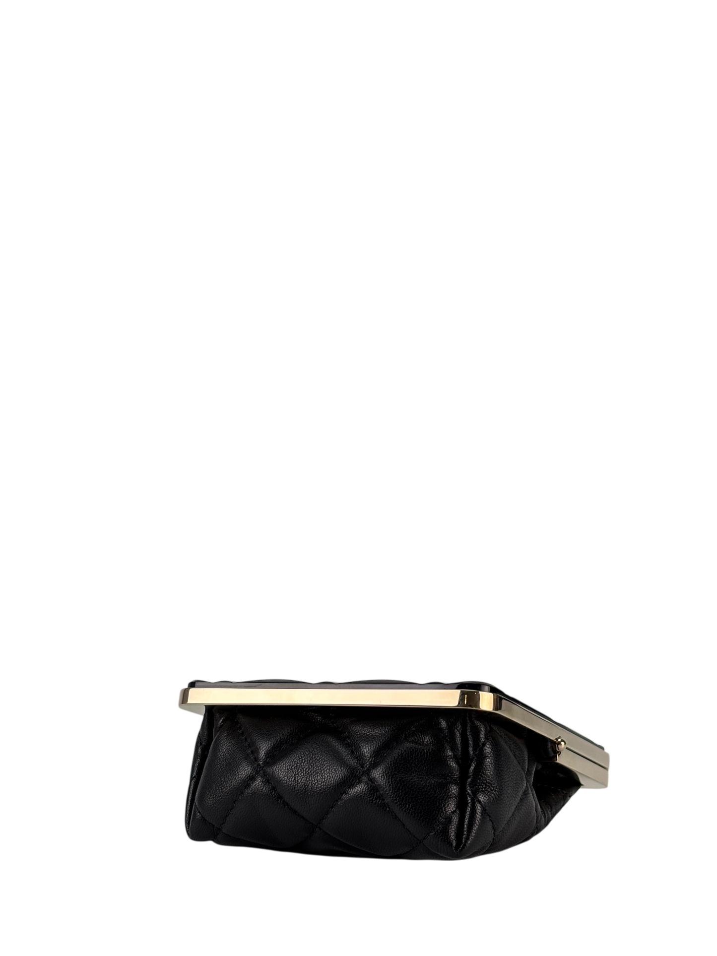 CHANEL - Black Lambskin Acrylic Matelasse Purse Chain Bag Gold Hardware