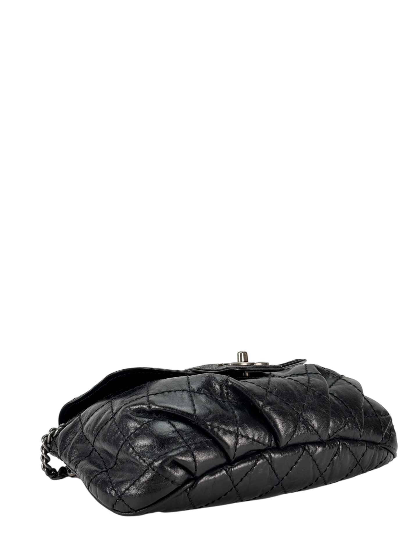CHANEL - Black Calfskin Bubble Graphic Messenger Bag