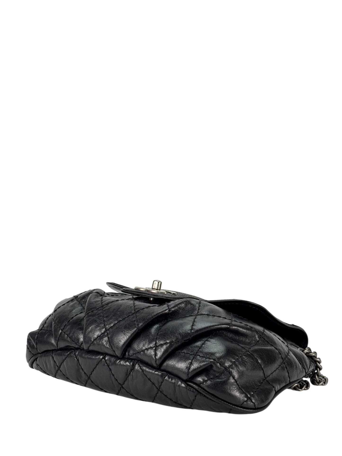 CHANEL - Black Calfskin Bubble Graphic Messenger Bag