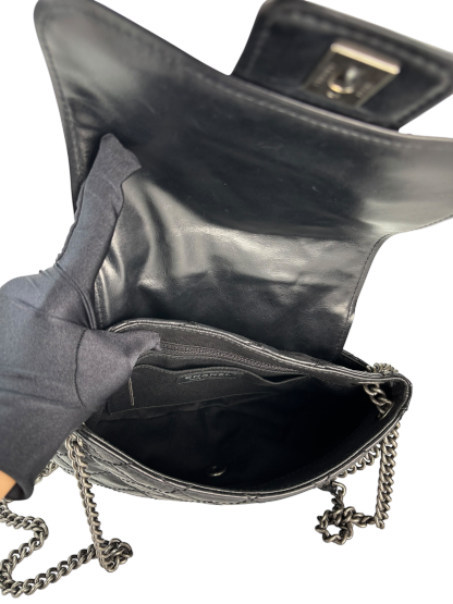 CHANEL - Black Calfskin Bubble Graphic Messenger Bag 