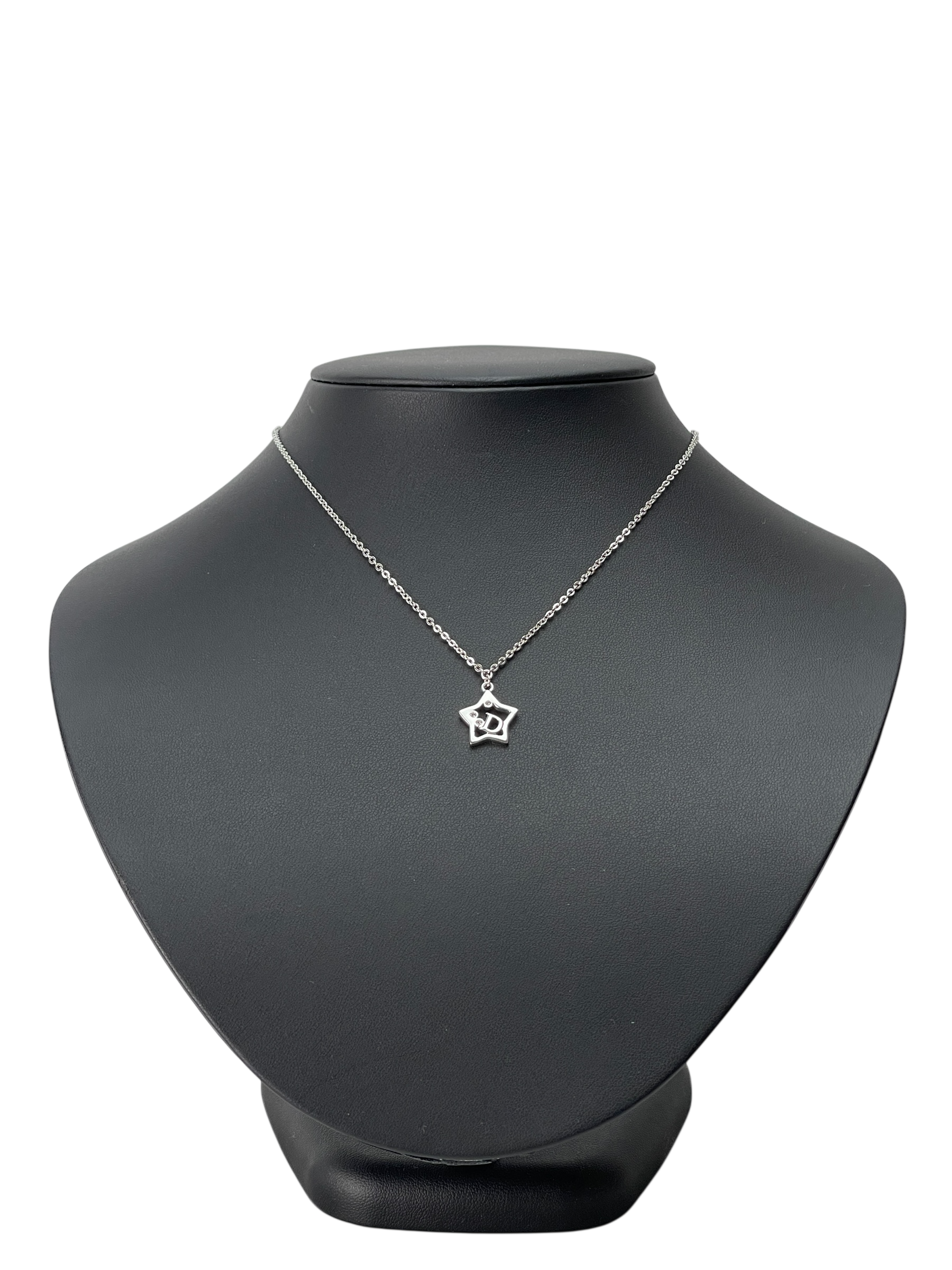 CHRISTIAN DIOR - Silver Tone Rhinestone Star Necklace