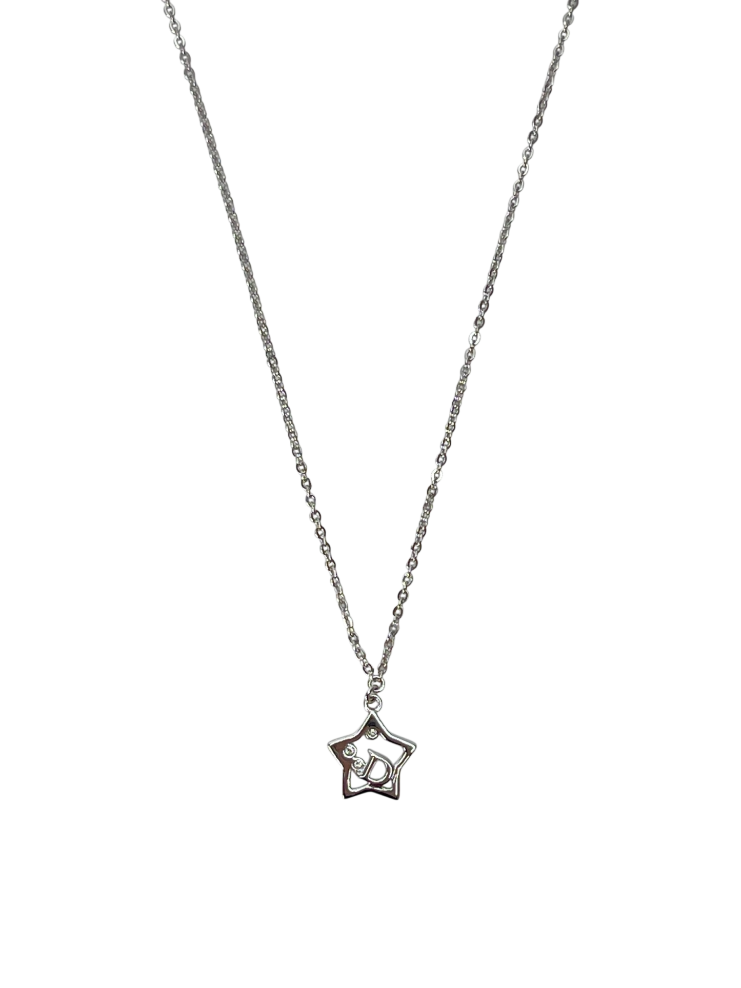 CHRISTIAN DIOR - Silver Tone Rhinestone Star Necklace
