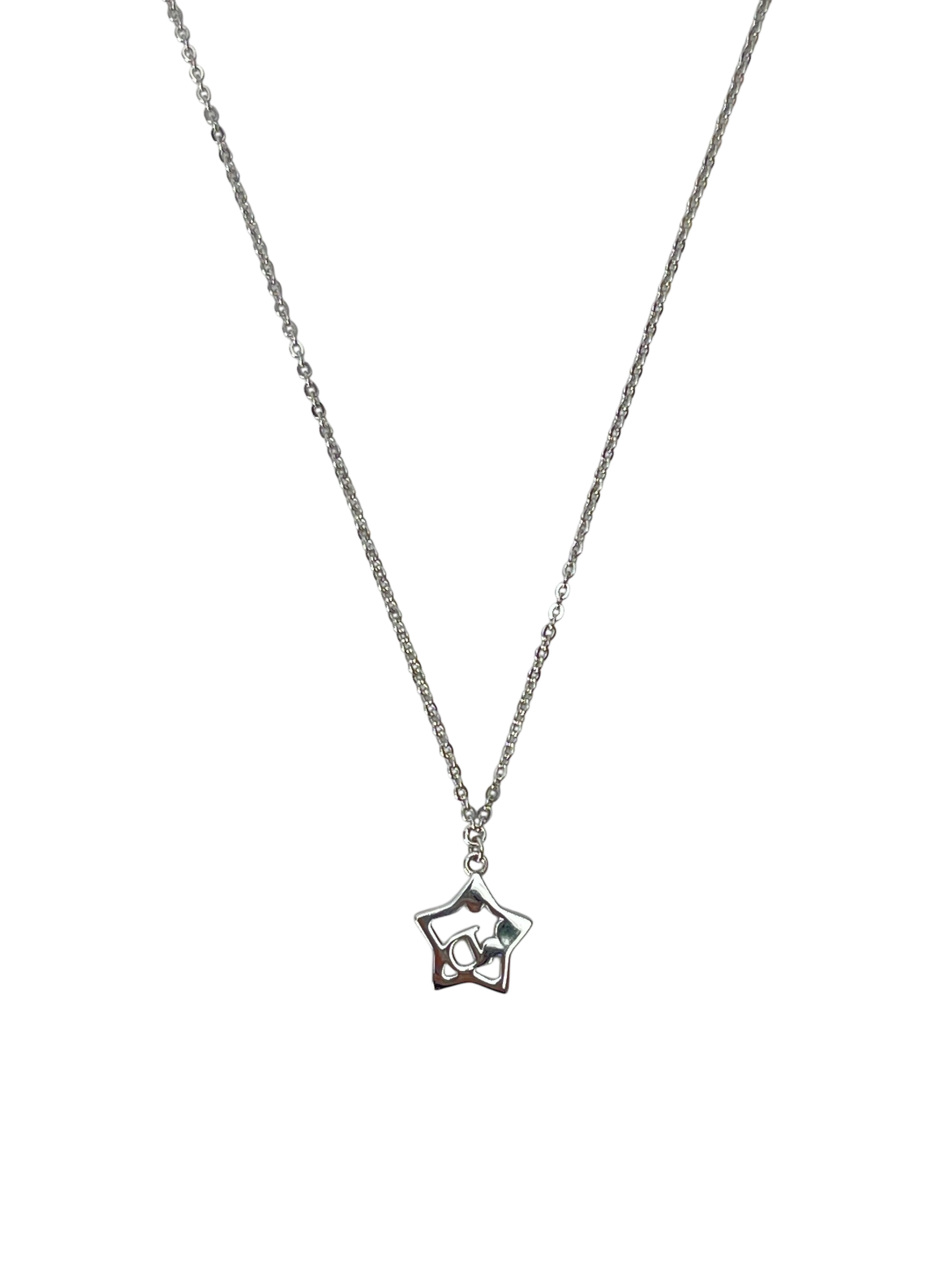 CHRISTIAN DIOR - Silver Tone Rhinestone Star Necklace