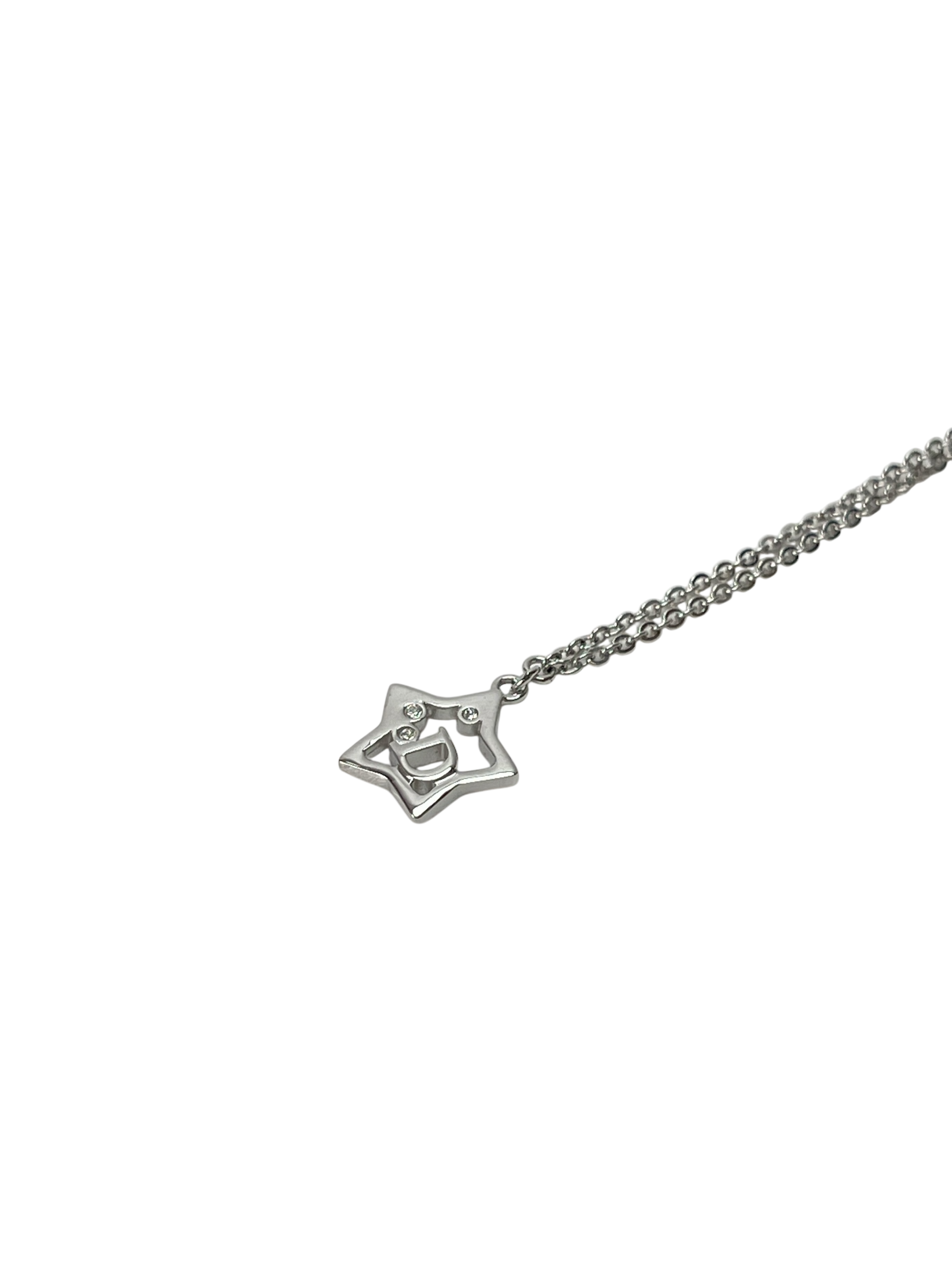 CHRISTIAN DIOR - Silver Tone Rhinestone Star Necklace