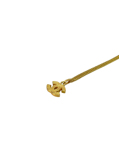 CHANEL - Gold Tone Rhinestone CC Necklace