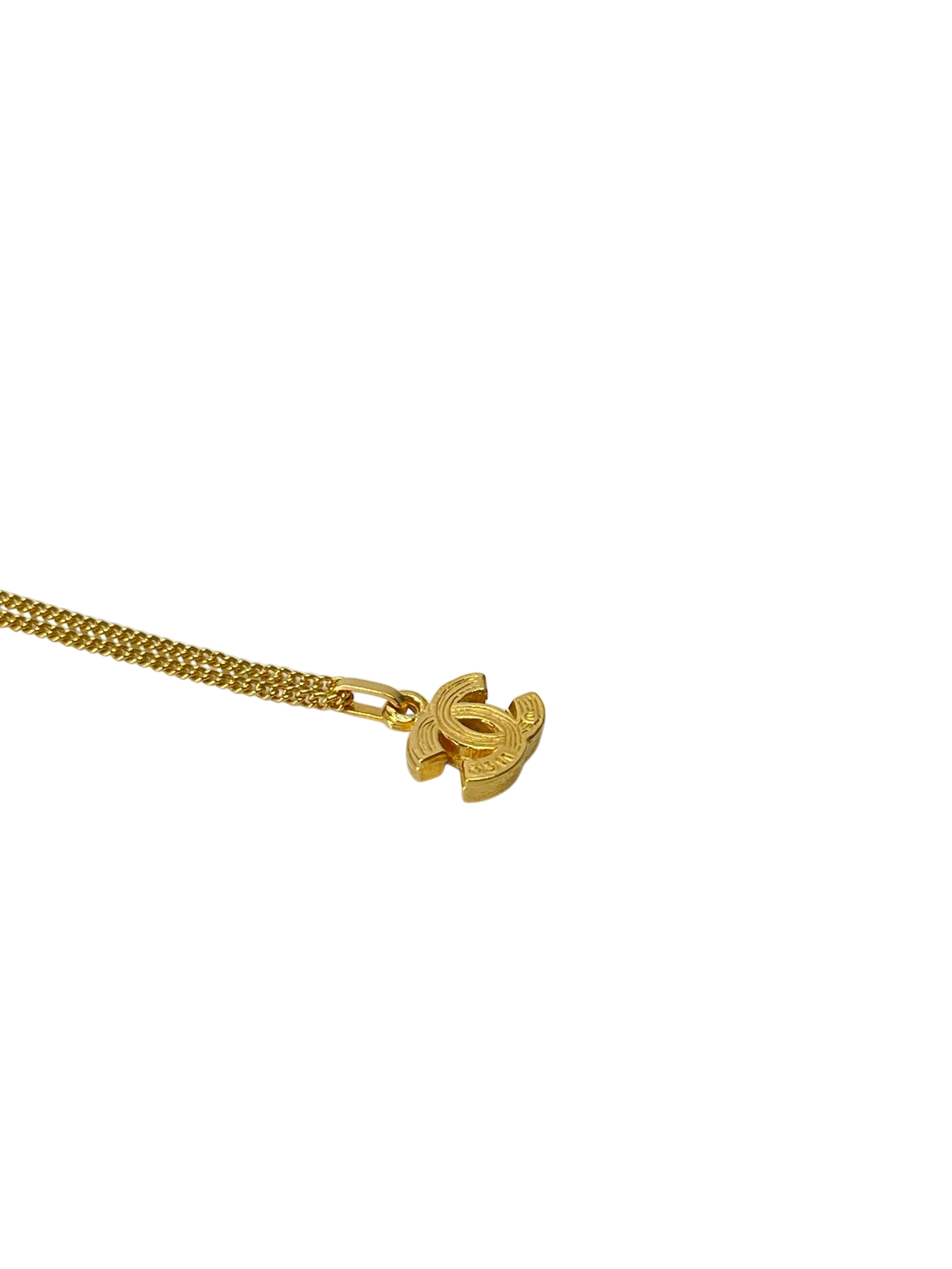 CHANEL - Gold Tone Rhinestone CC Necklace