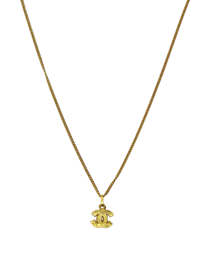 CHANEL - Gold Tone Rhinestone CC Necklace