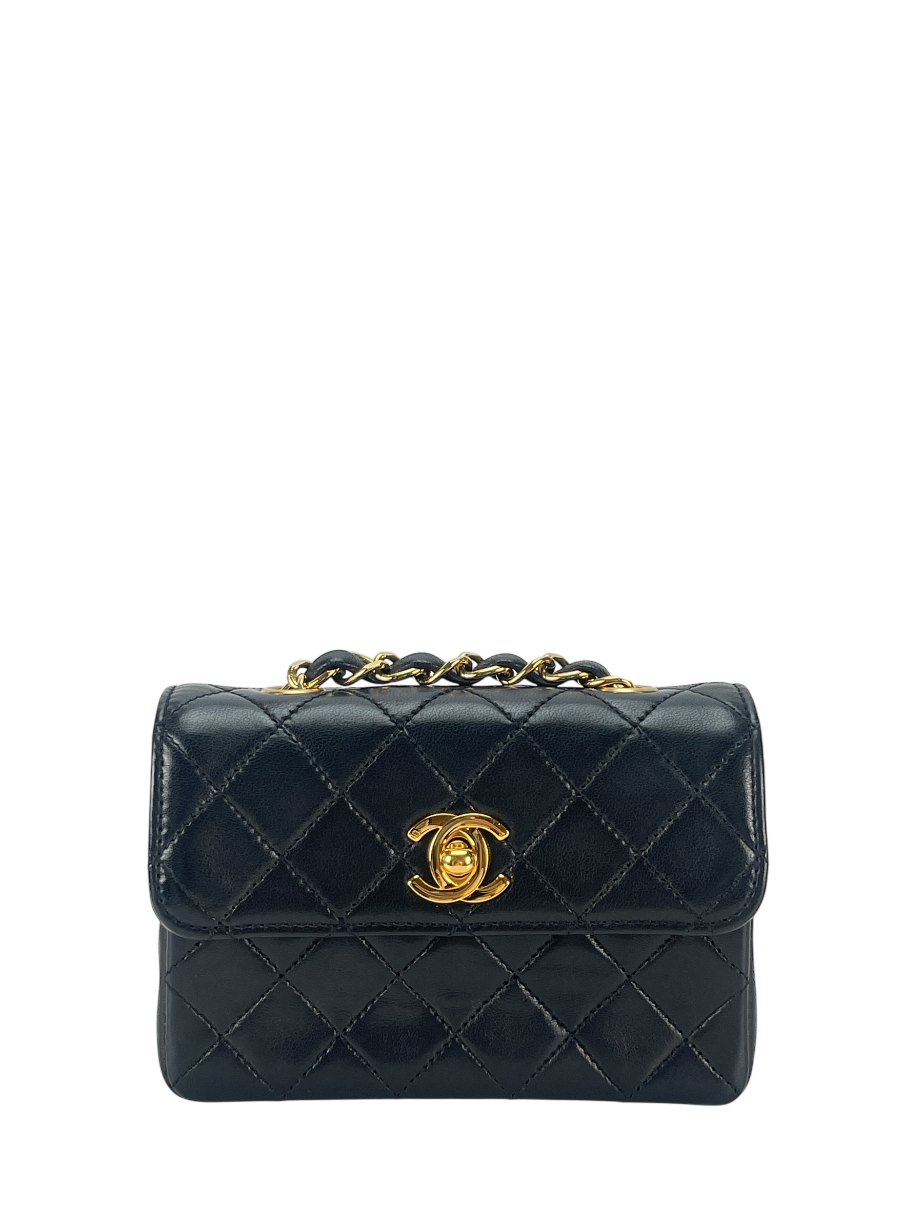  CHANEL - Mini Black CC Chain Leather Xrossbody Bag