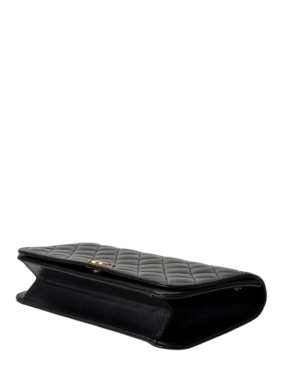 CHANEL - Black Lambskin Turn Lock Full flap Chain Shoulder Bag