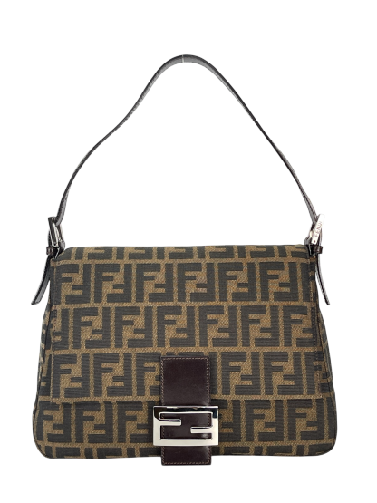 FENDI - Brown Zucca Mamma Baguette Handbag Silver Hardware