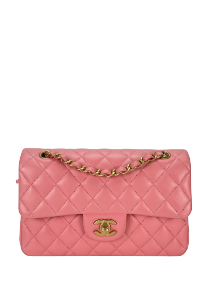 CHANEL - Small Classic Double Flap Bag Pink Gold Hardware (CF23)