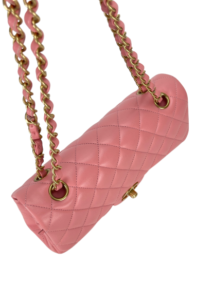CHANEL - Small Classic Double Flap Bag Pink Gold Hardware (CF23)