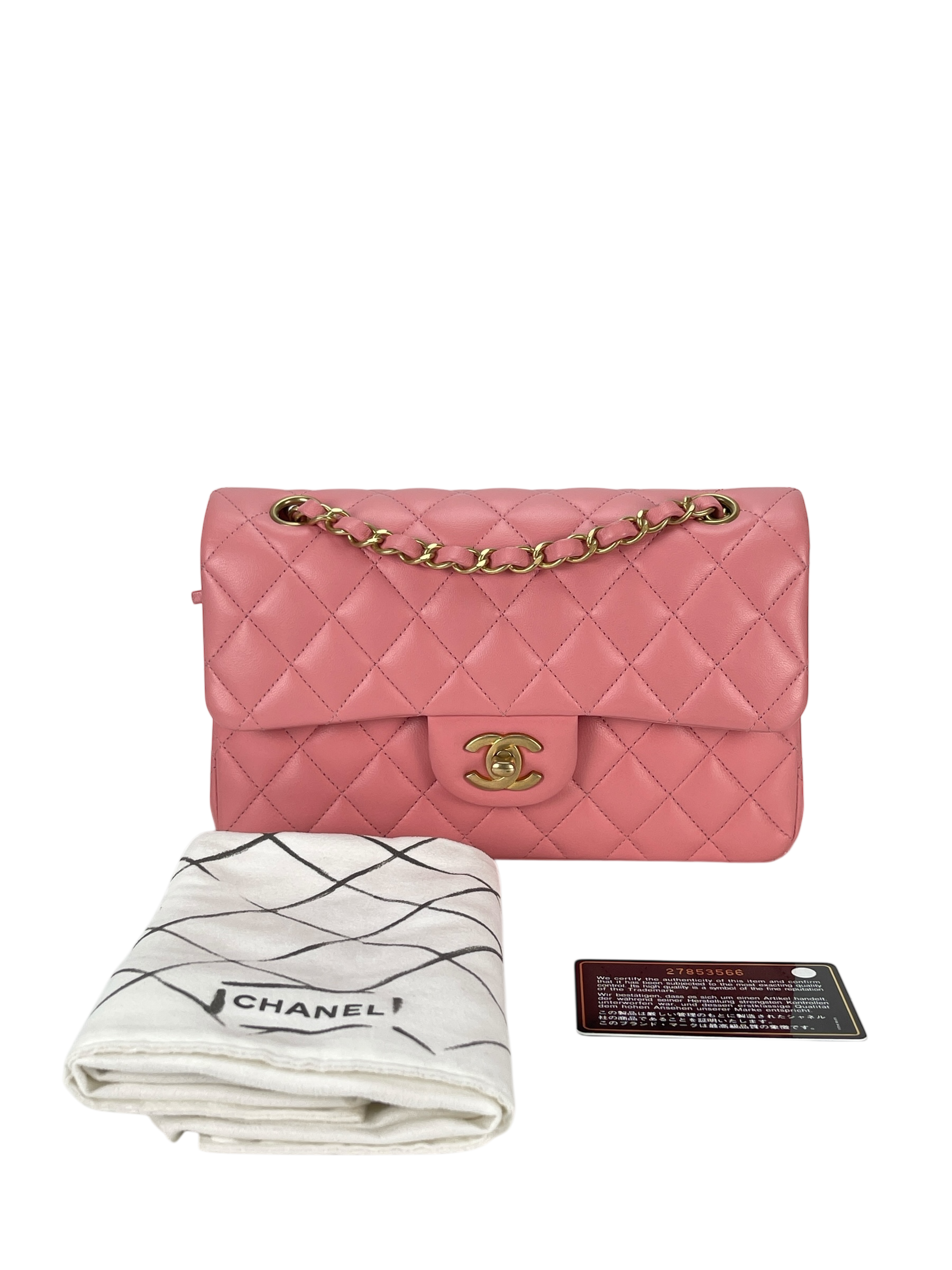 CHANEL - Small Classic Double Flap Bag Pink Gold Hardware (CF23)