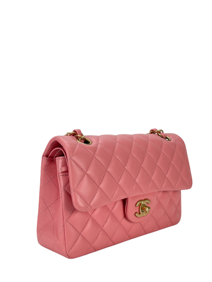 CHANEL - Small Classic Double Flap Bag Pink Gold Hardware (CF23)