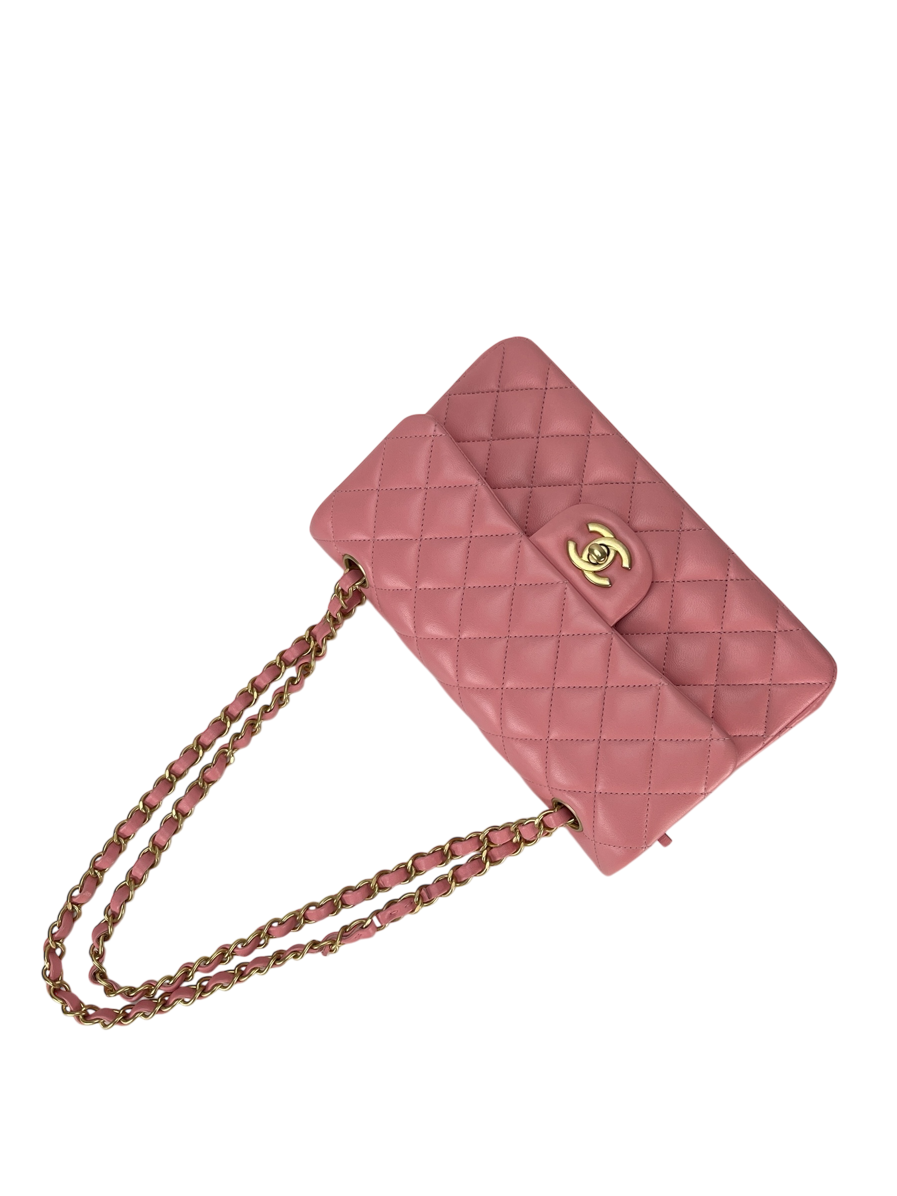 CHANEL - Small Classic Double Flap Bag Pink Gold Hardware (CF23)