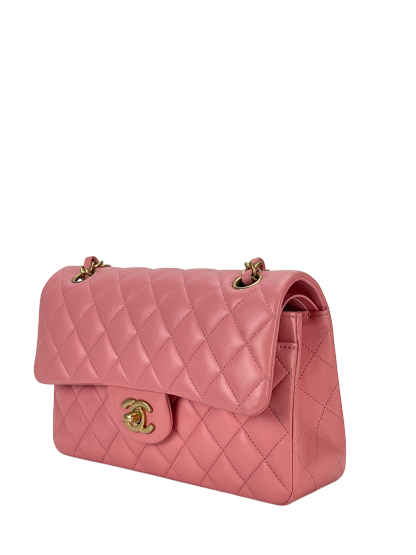 CHANEL - Small Classic Double Flap Bag Pink Gold Hardware (CF23)