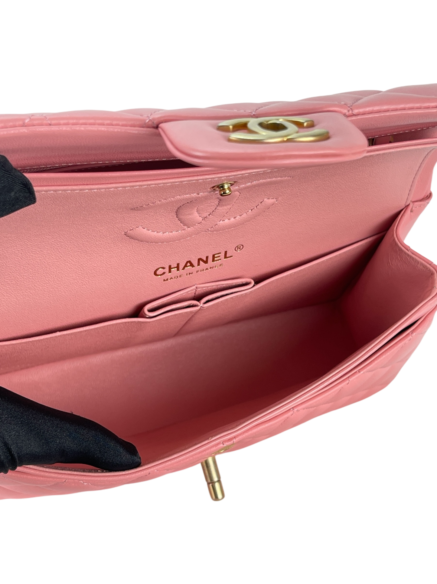 CHANEL - Small Classic Double Flap Bag Pink Gold Hardware (CF23)