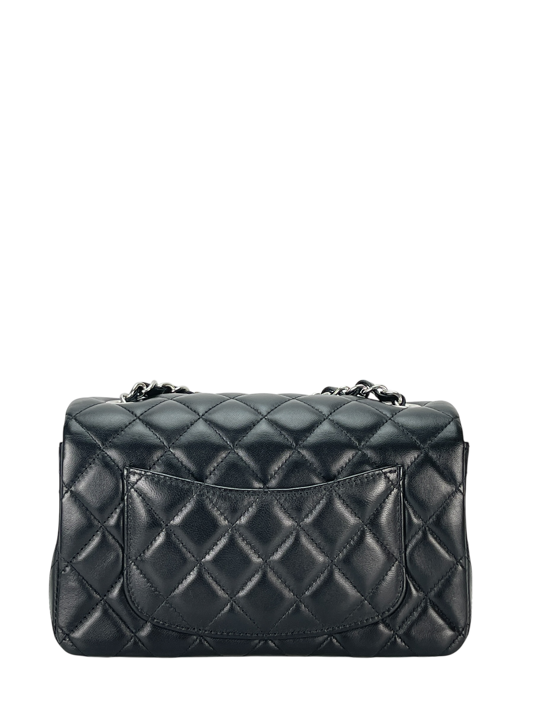 CHANEL - Mini Matlasse 20 Lambskin Single Flap Chain Bag Black Palladium Hardware