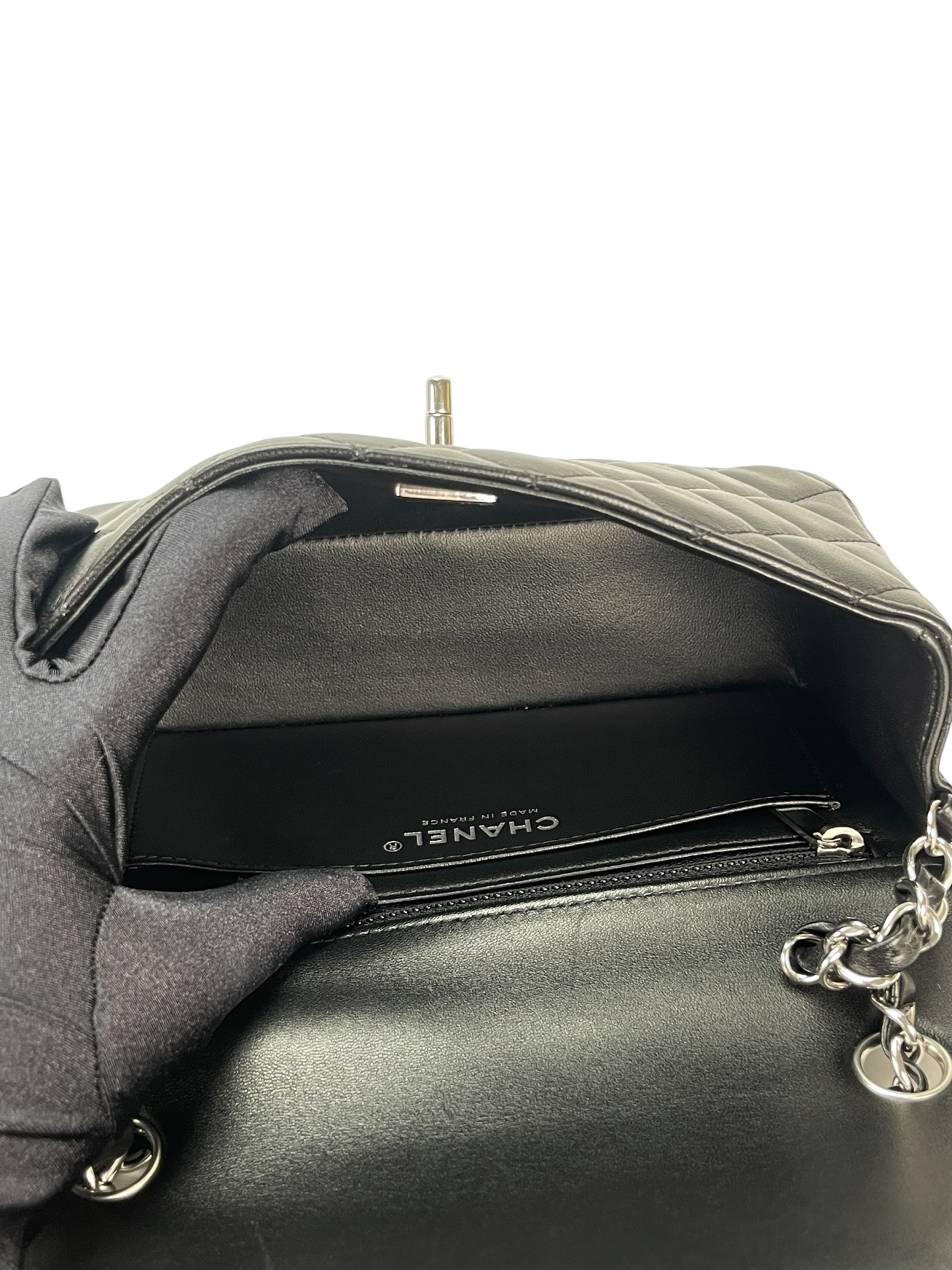 CHANEL - Mini Matlasse 20 Lambskin Single Flap Chain Bag Black Palladium Hardware