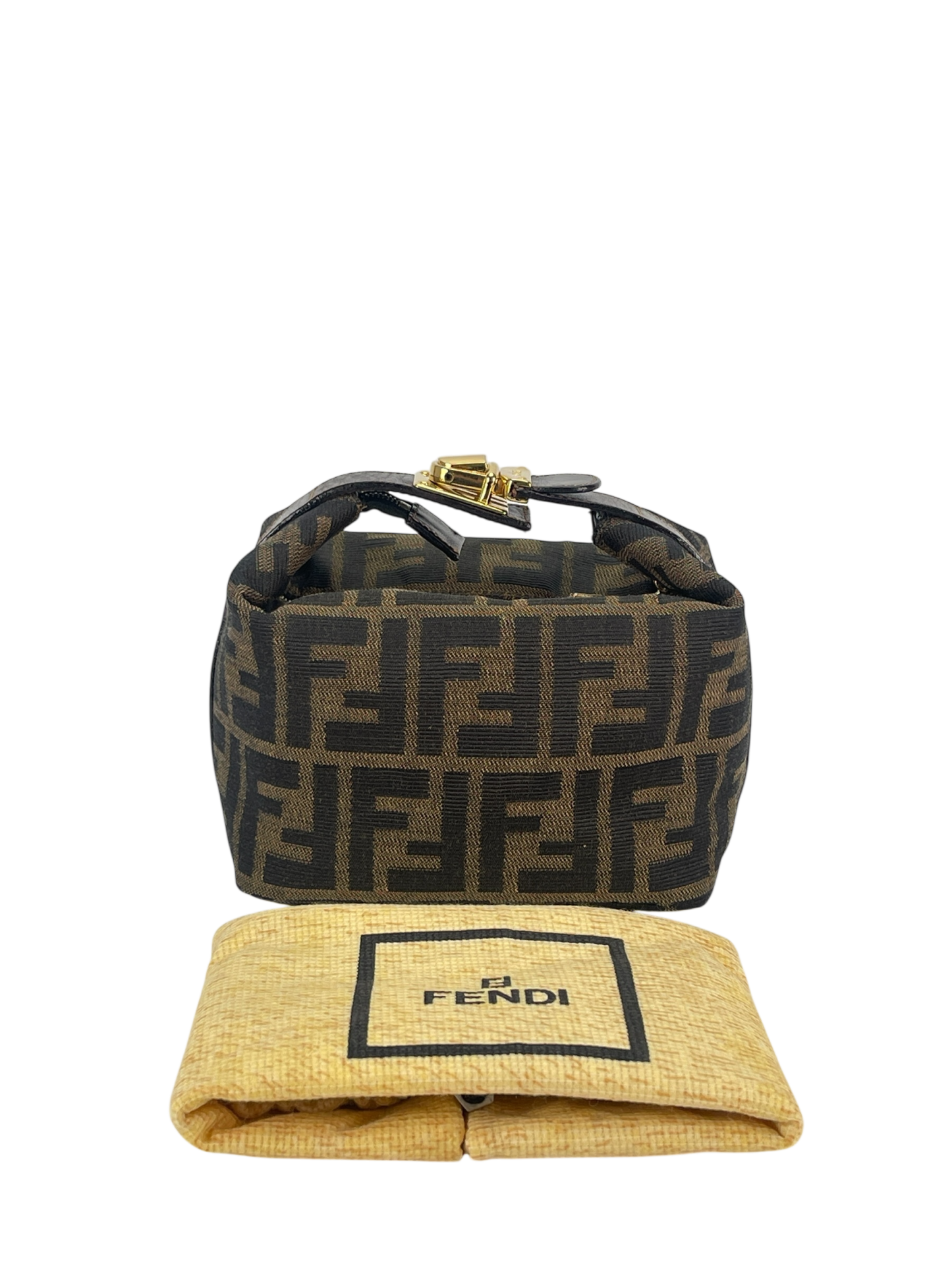 FENDI - Zucca Brown Jacquard Mini Vanity Pouch Bag