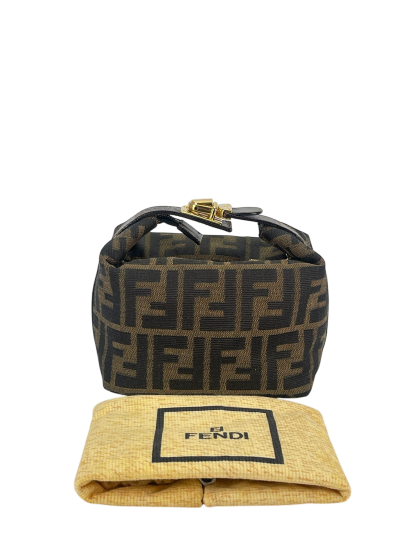 FENDI - Zucca Brown Jacquard Mini Vanity Pouch Bag