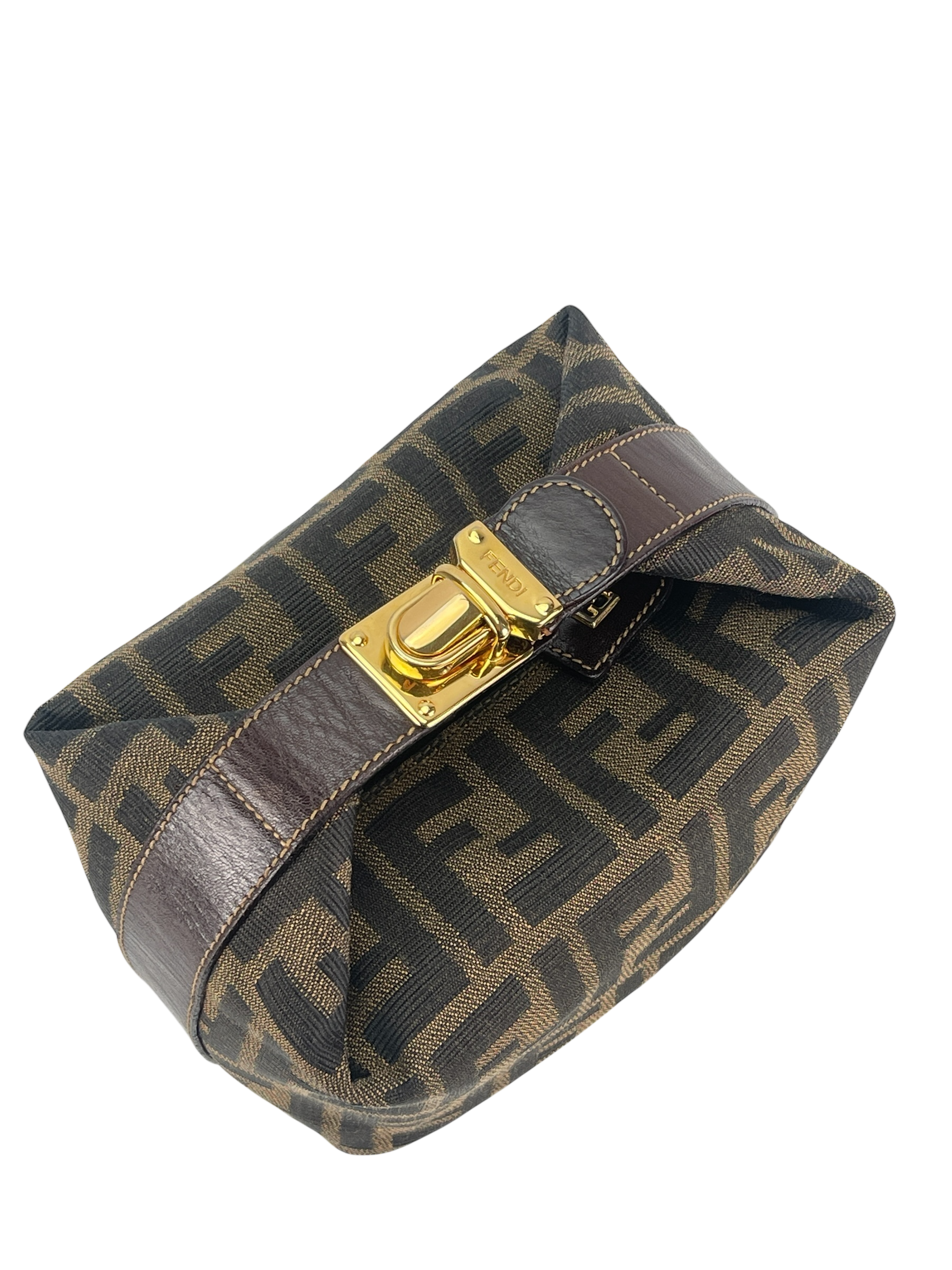 FENDI - Zucca Brown Jacquard Mini Vanity Pouch Bag