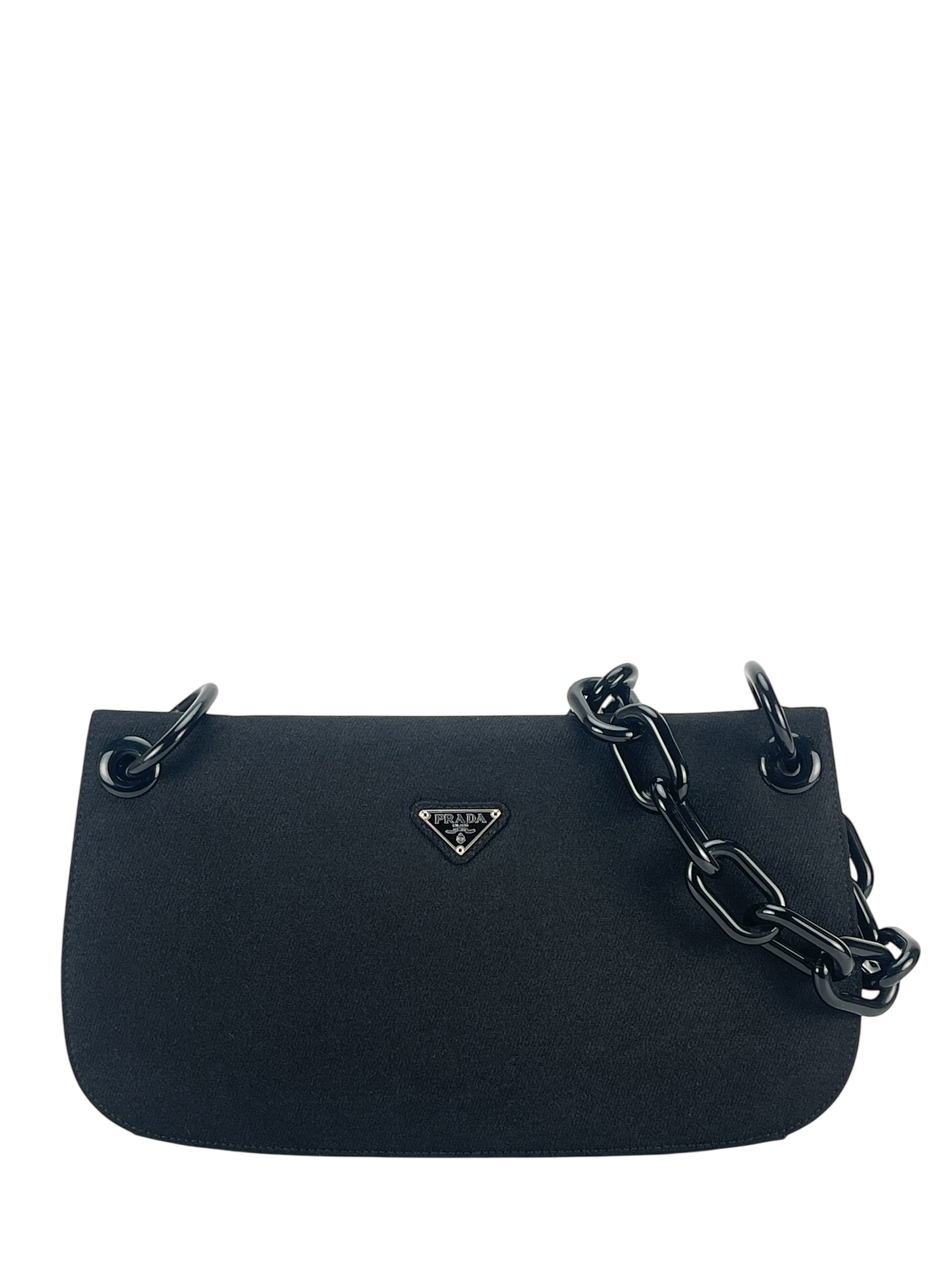 PRADA - Black Nylon Plastic Chain Shoulder Bag 