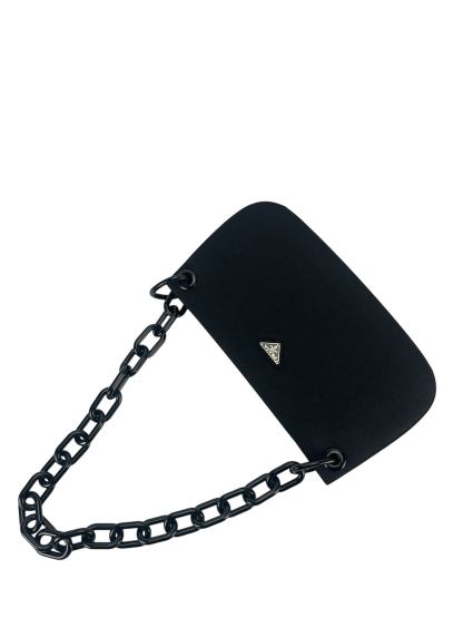 PRADA - Black Nylon Plastic Chain Shoulder Bag 