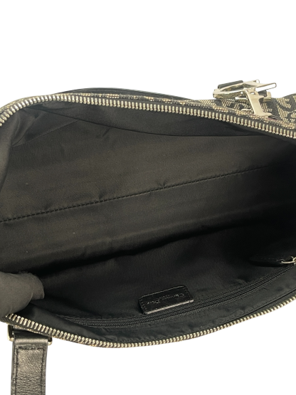 CHRISTIAN DIOR -  Black Canvas Trotter Leather Shoulder Bag
