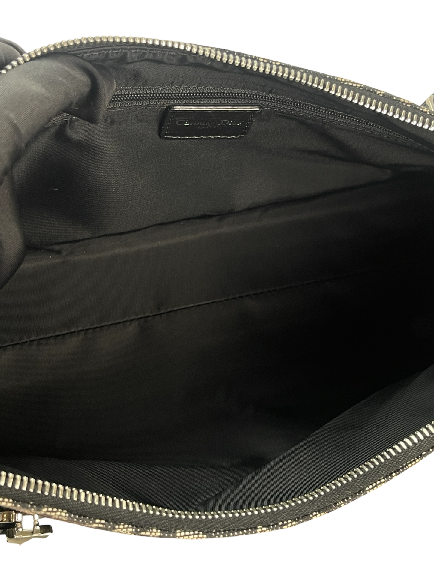 CHRISTIAN DIOR - Black Canvas Trotter Leather Shoulder Bag