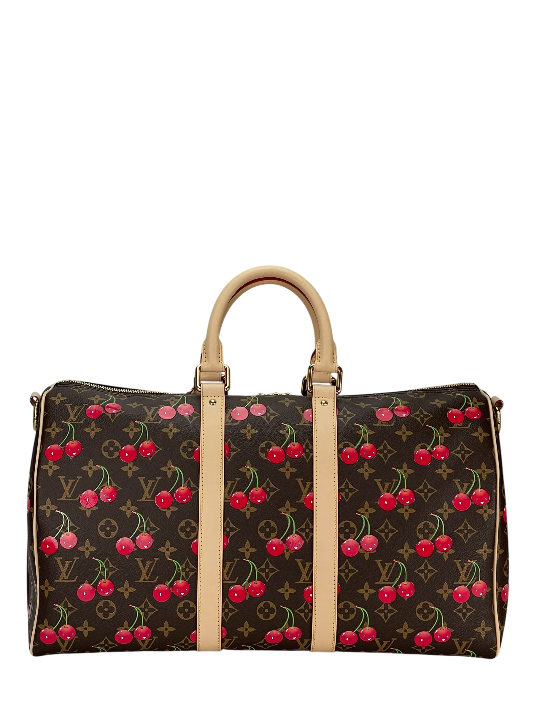 LOUIS VUITTON - LV × TM Blue Denim Cherry Monogram Keepall Bandouliere 45 Duffle Bag