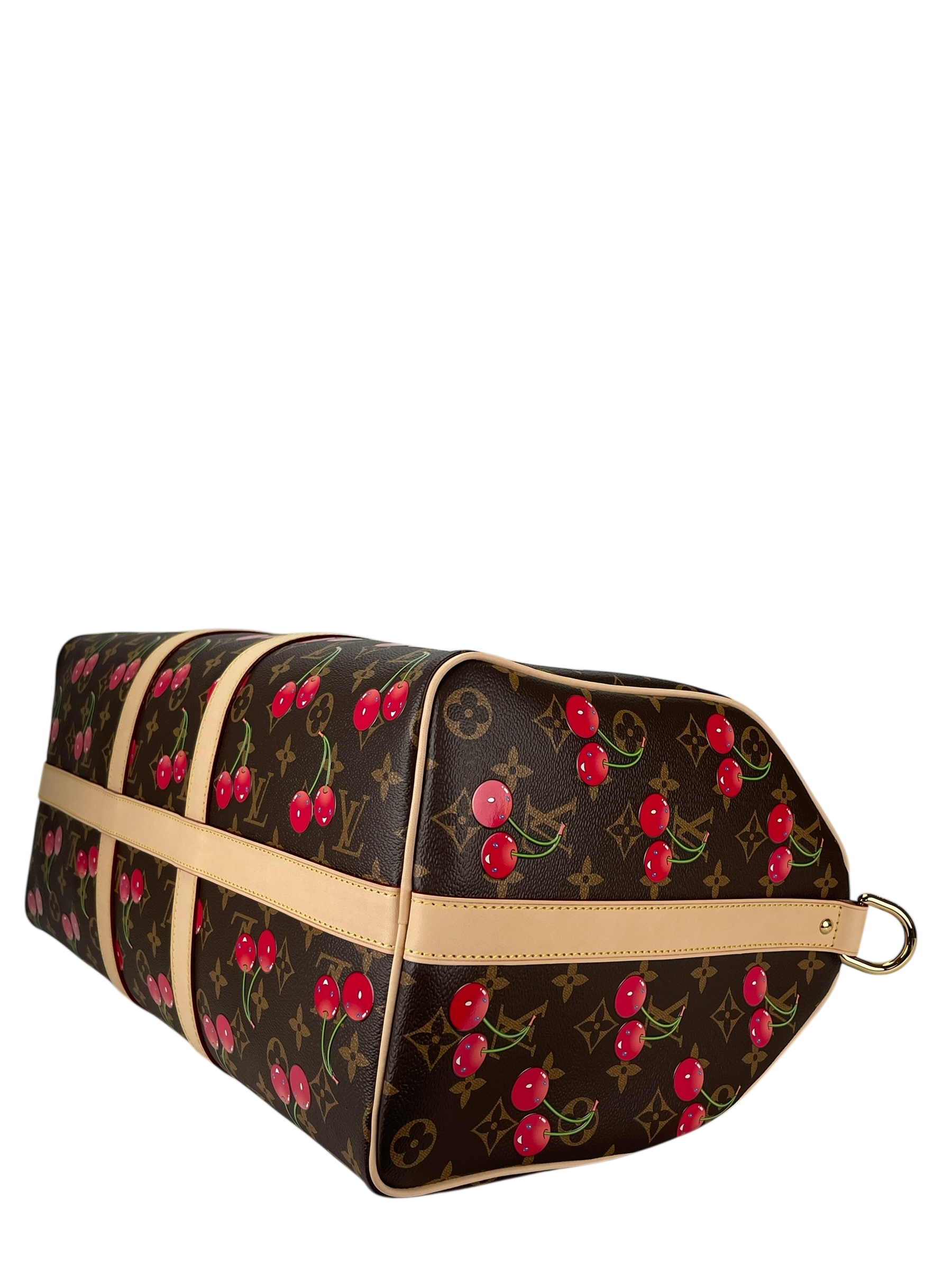 LOUIS VUITTON - LV × TM Blue Denim Cherry Monogram Keepall Bandouliere 45 Duffle Bag