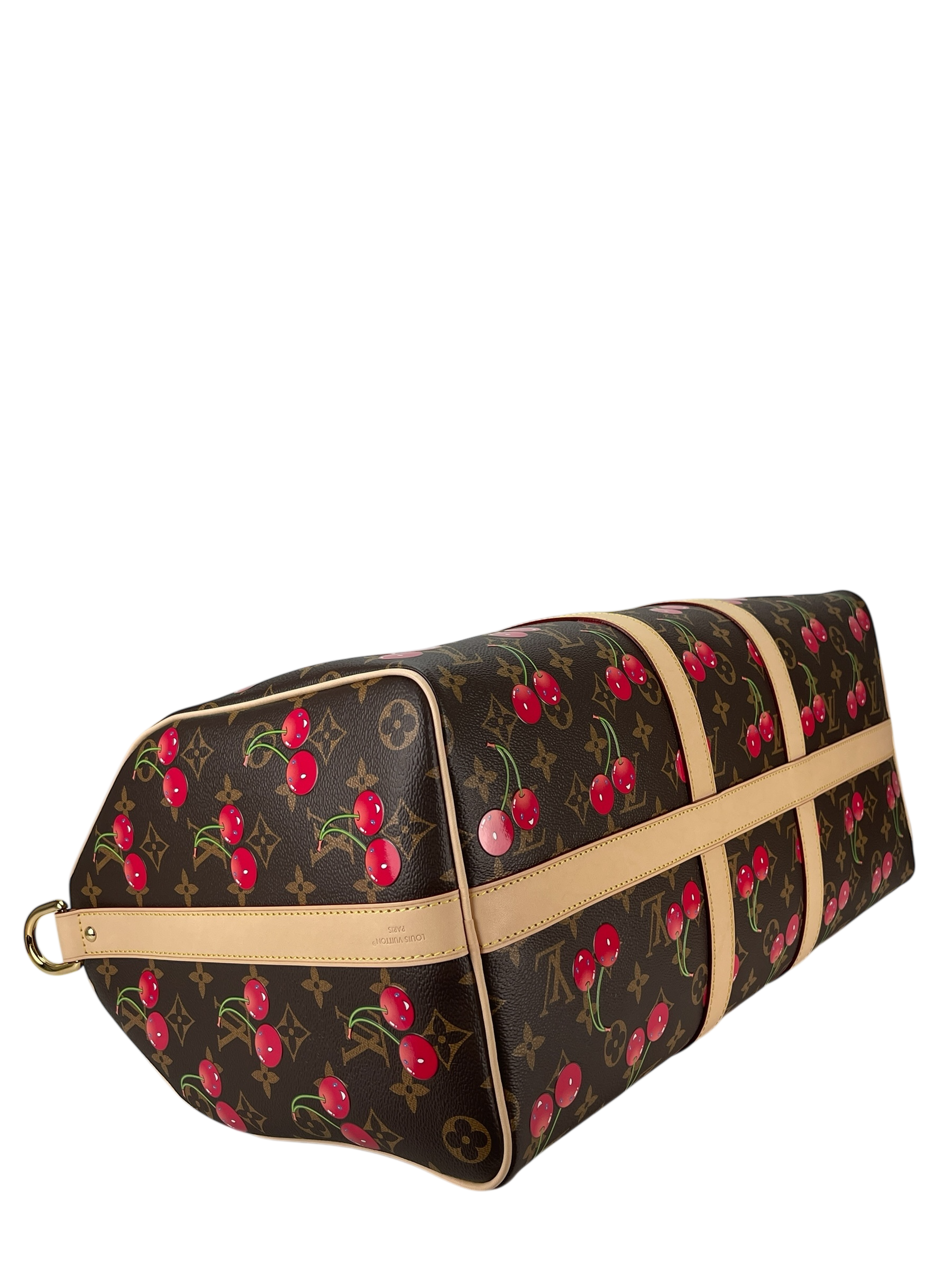 LOUIS VUITTON - LV × TM Blue Denim Cherry Monogram Keepall Bandouliere 45 Duffle Bag