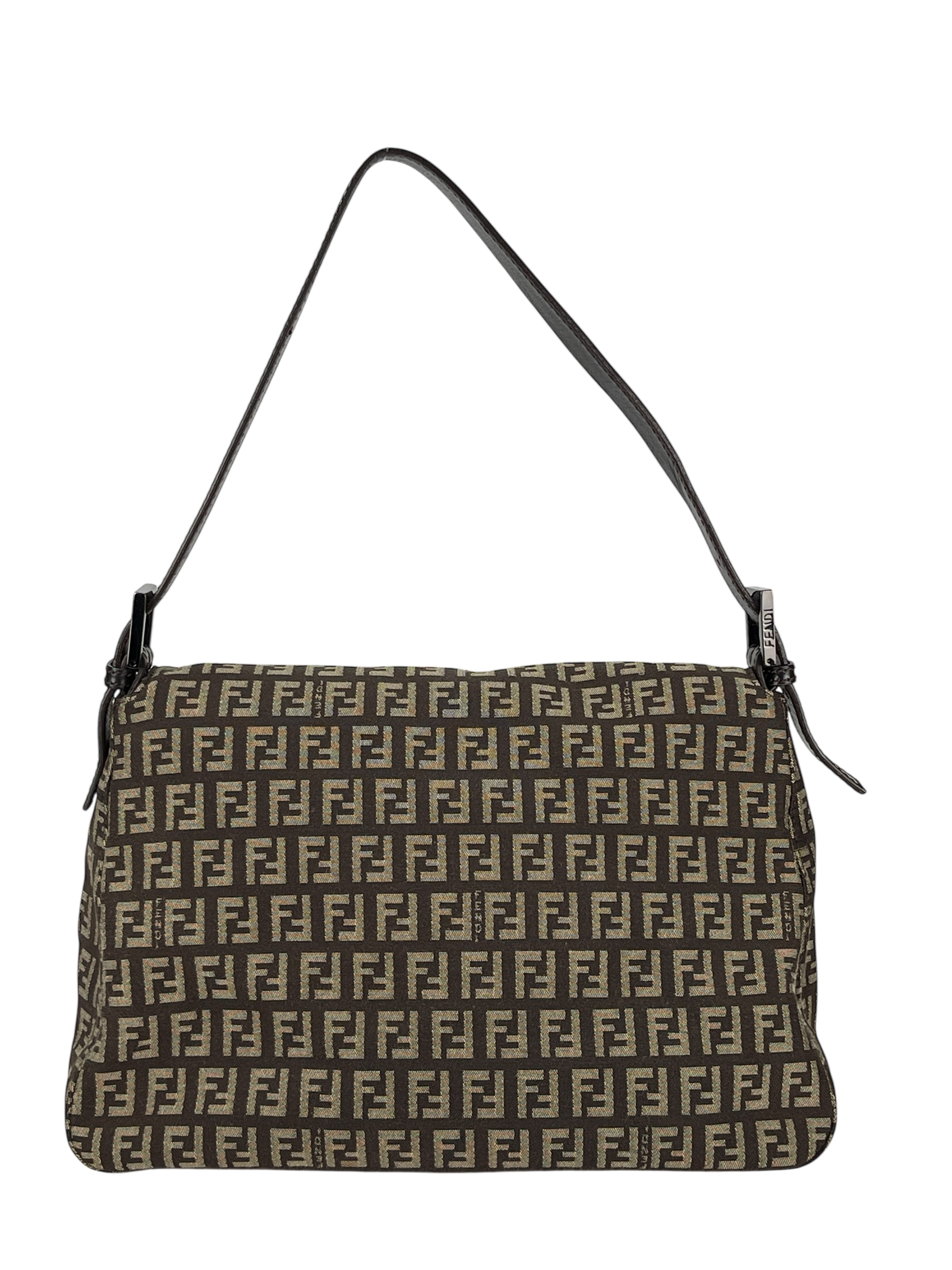 FENDI - Brown Canvas Mamma Baguette Handbag Gold Hardware