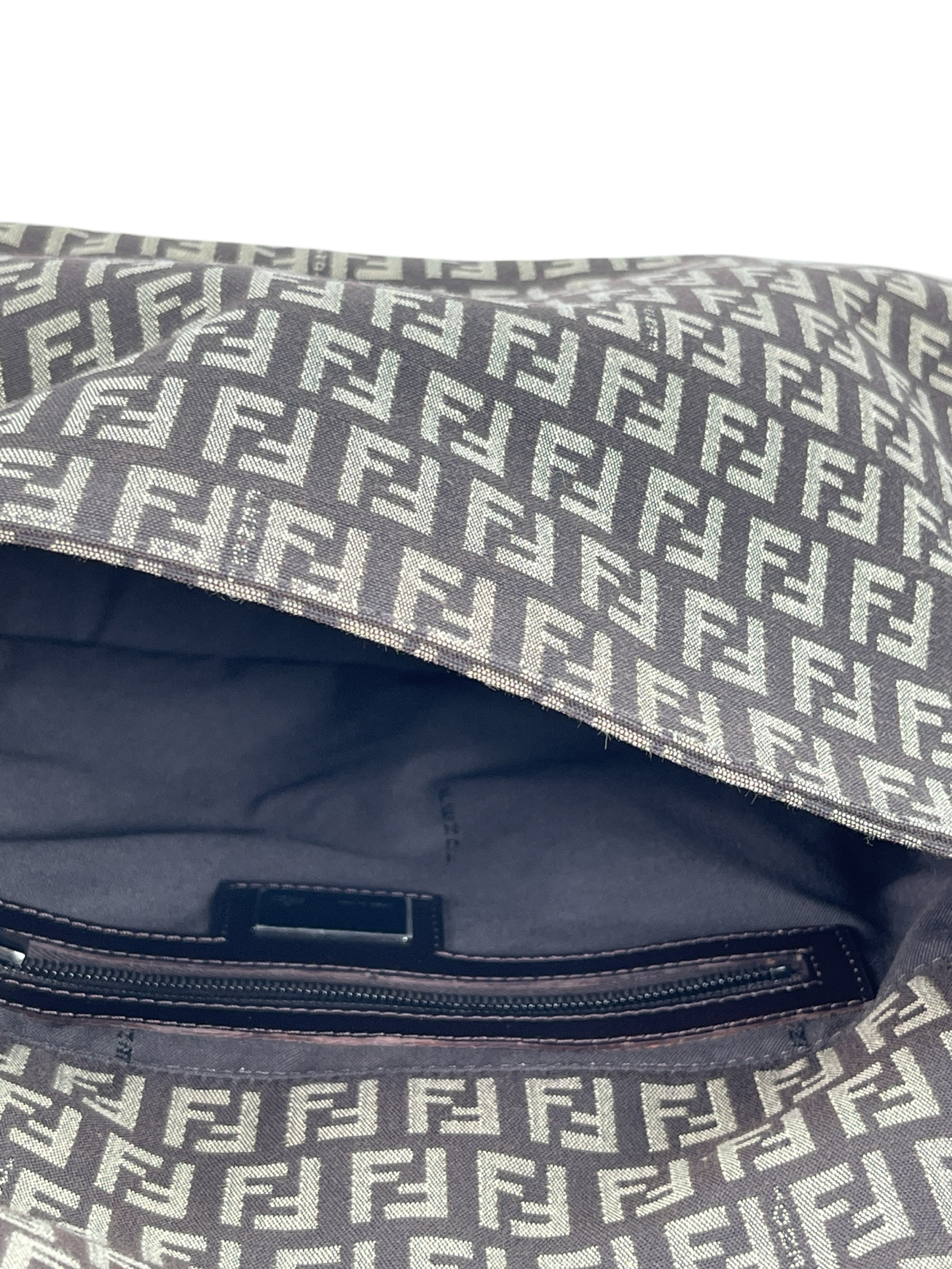 FENDI - Brown Canvas Mamma Baguette Handbag Gold Hardware