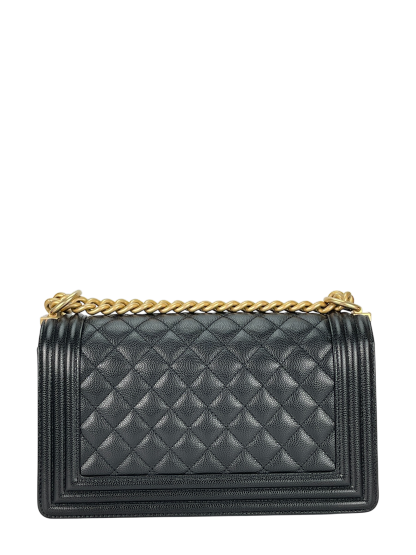 CHANEL - Medium Boy Flap Bag Black Caviar Gold Hardware