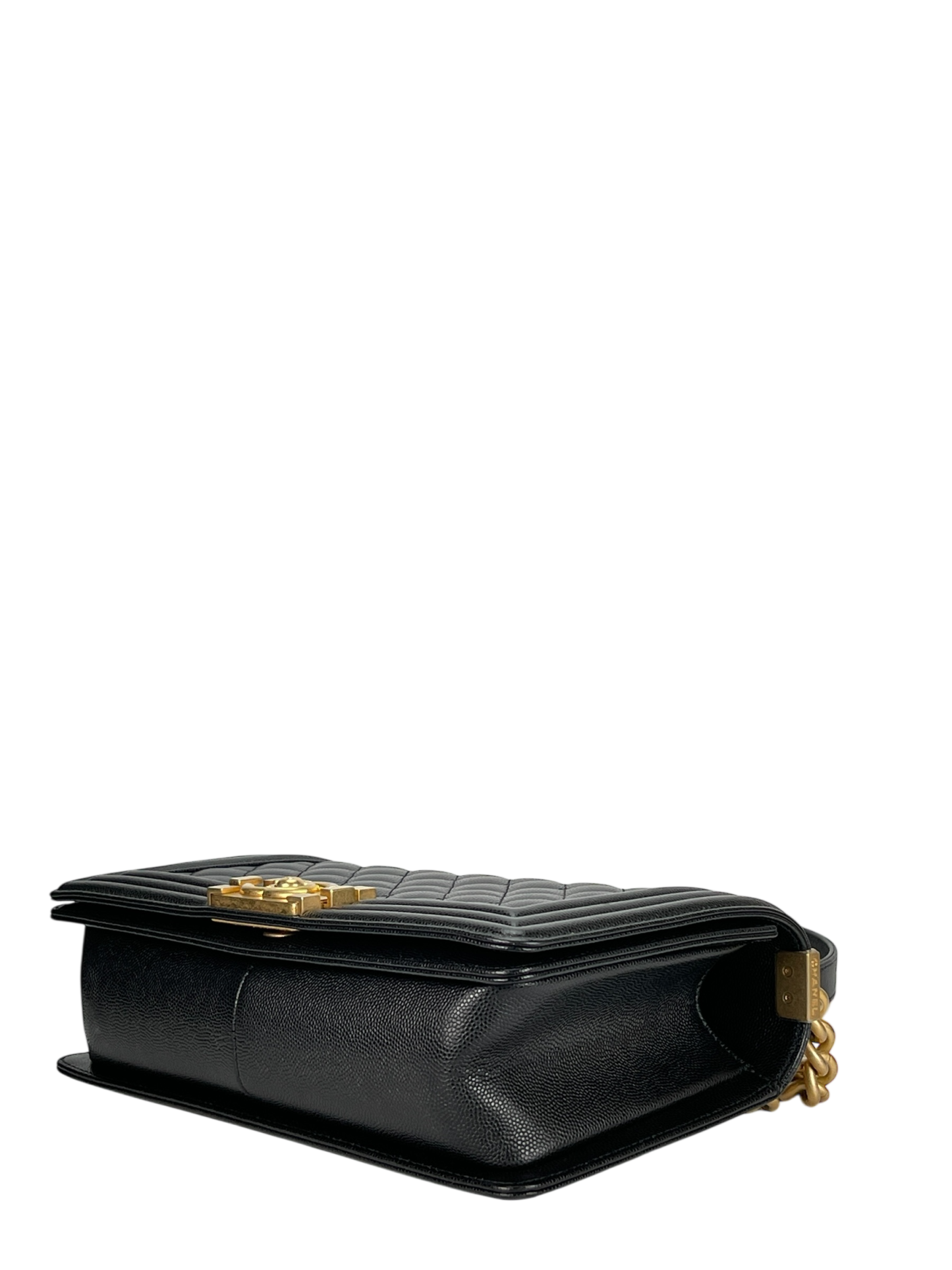 CHANEL - Medium Boy Flap Bag Black Caviar Gold Hardware