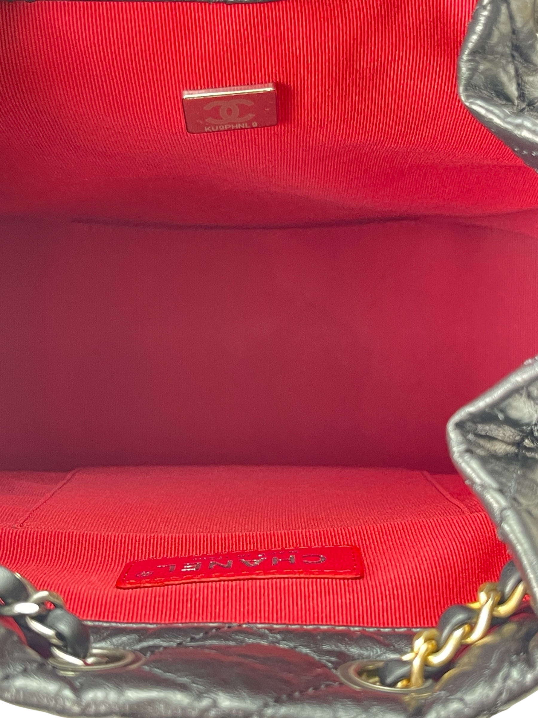 CHANEL - Black Calfskin Gabrielle Chain Black Gold Silver Hardware Backpack