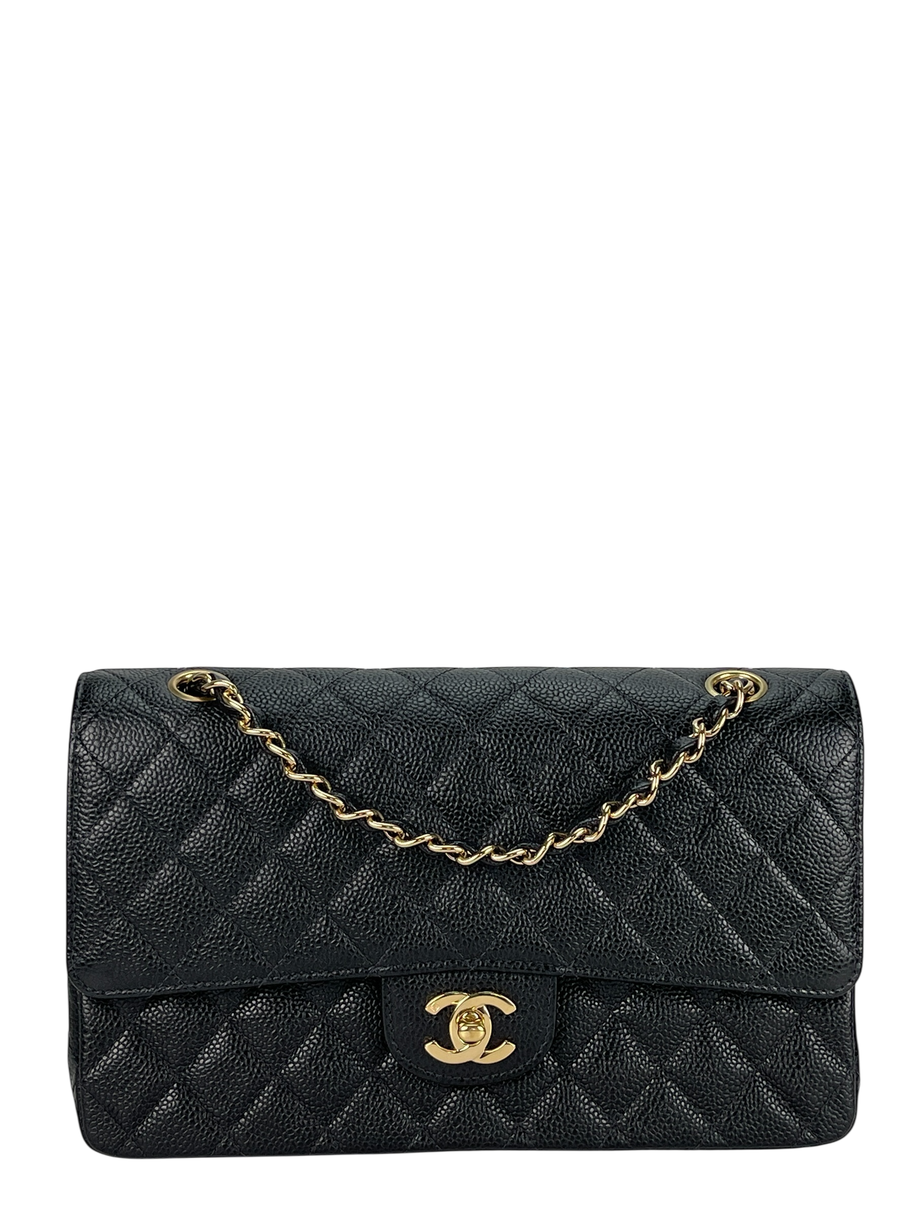 CHANEL - Medium Classic Double Flap Bag Black Caviar Gold Hardware (CF25)