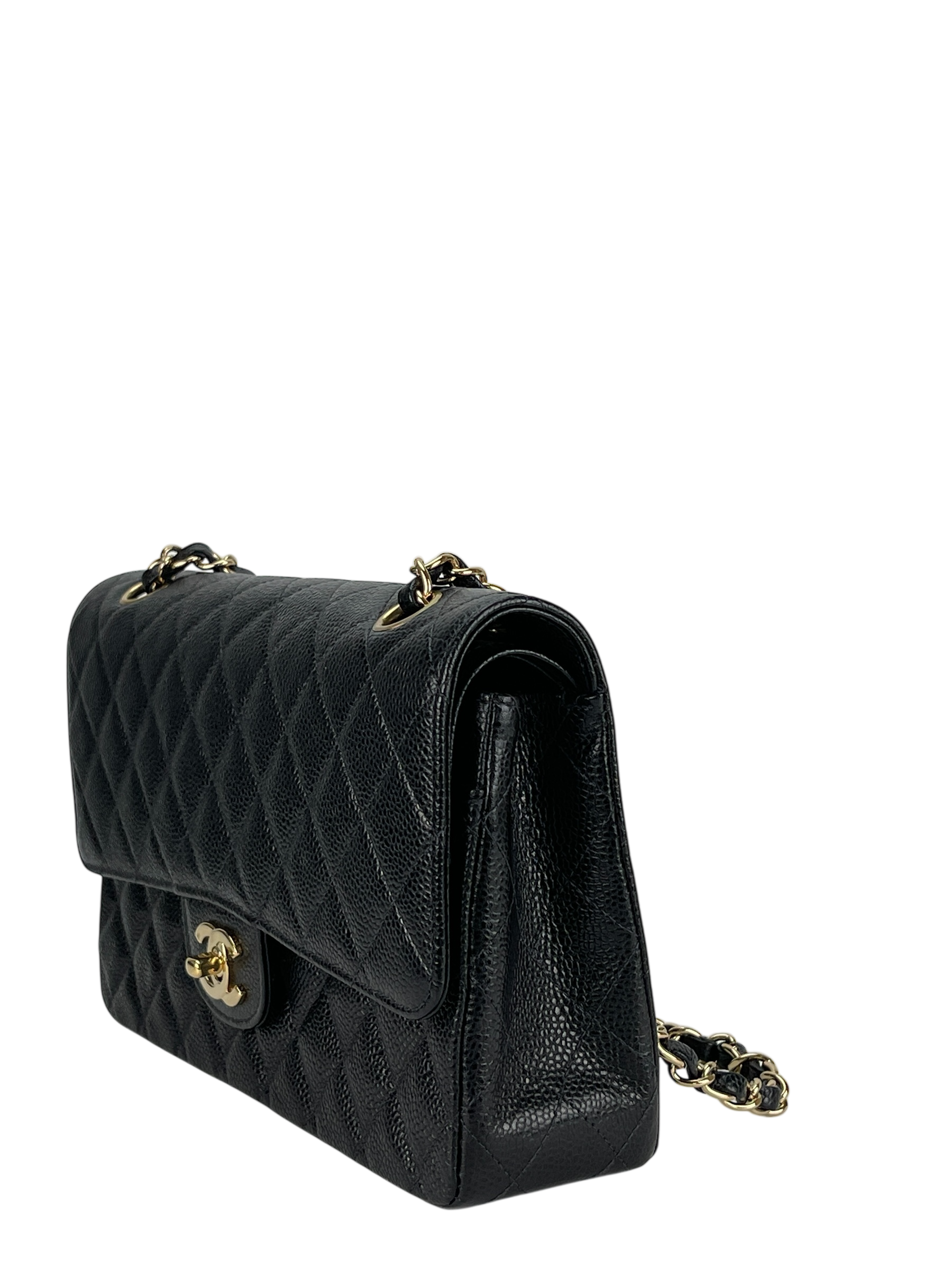CHANEL - Medium Classic Double Flap Bag Black Caviar Gold Hardware (CF25)