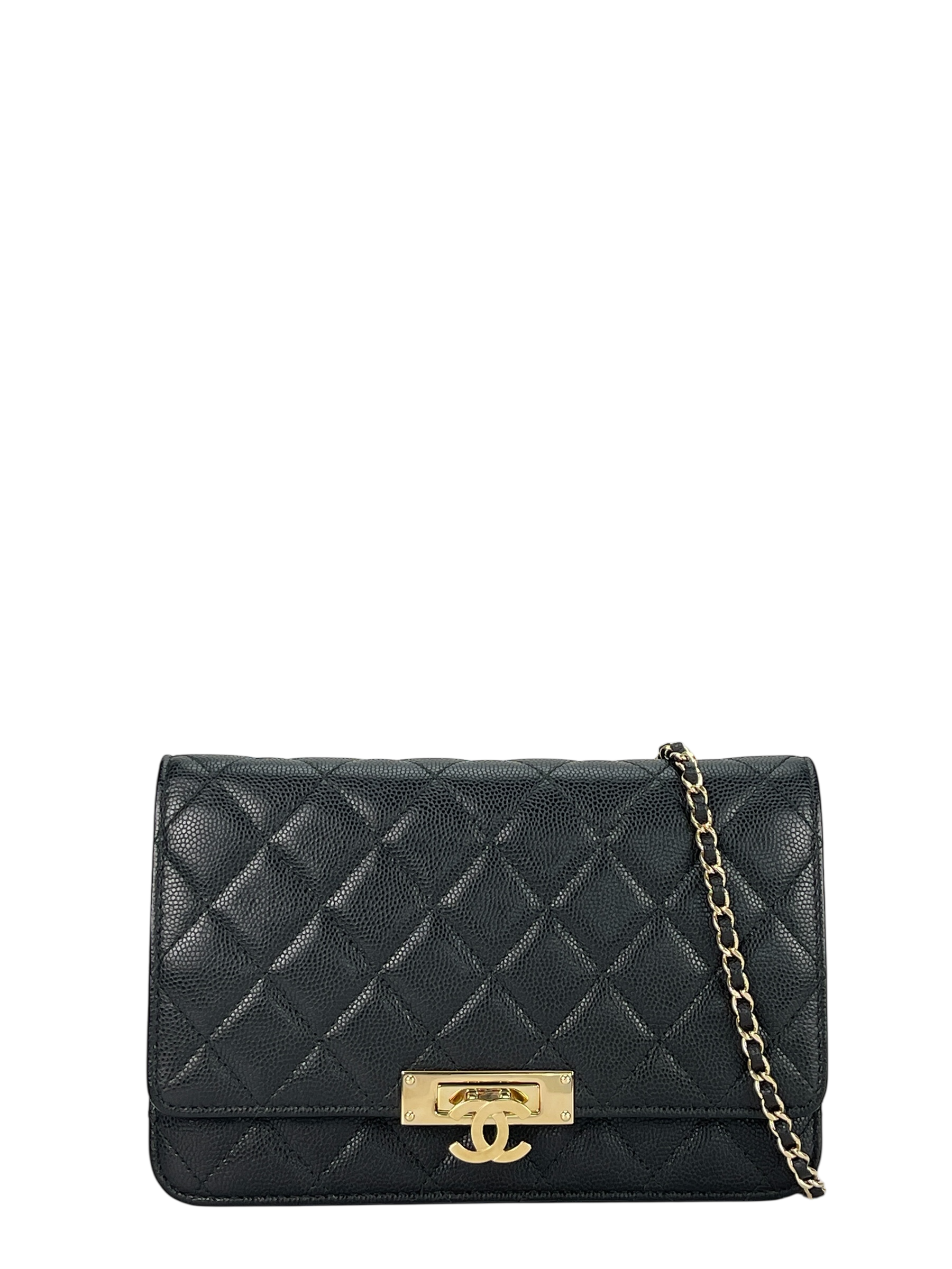 CHANEL - Black Caviar Quilted Classic Wallet On Chain (WOC)