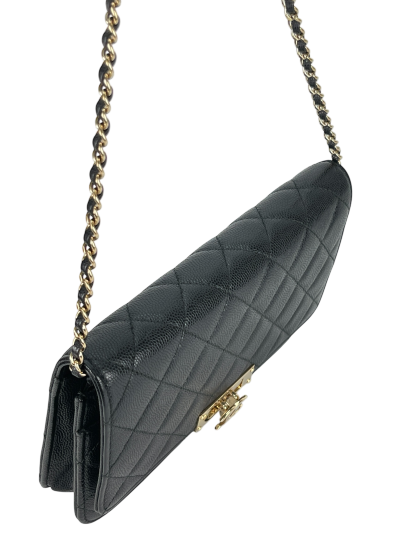 CHANEL - Black Caviar Quilted Classic Wallet On Chain (WOC)