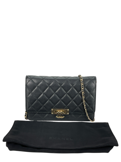 CHANEL - Black Caviar Quilted Classic Wallet On Chain (WOC)